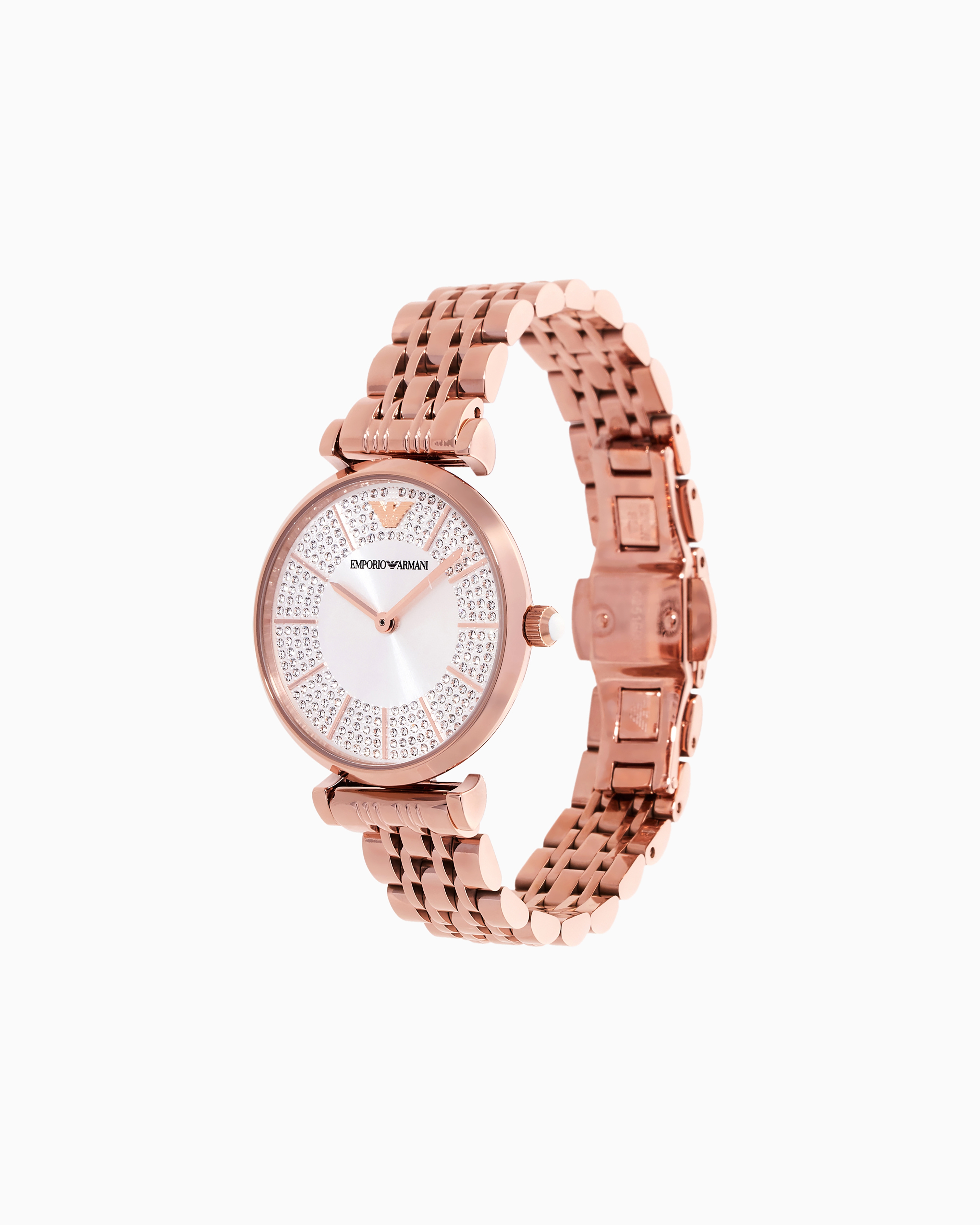 Emporio Armani Two-hand Rose Gold-tone Stainless Steel Watch In Multicoloured