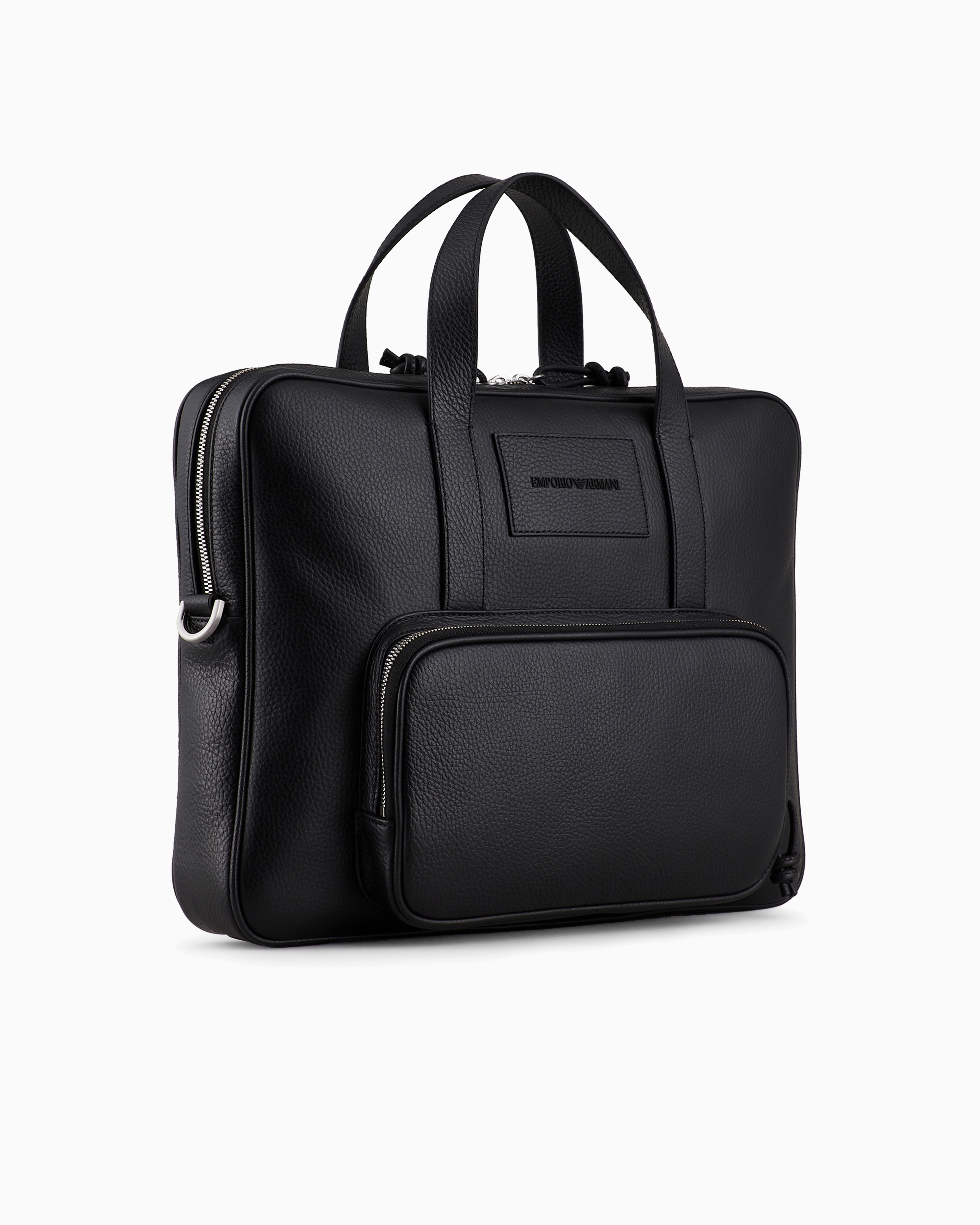 Shop Emporio Armani Business Bag In Tumbled Leather In Black