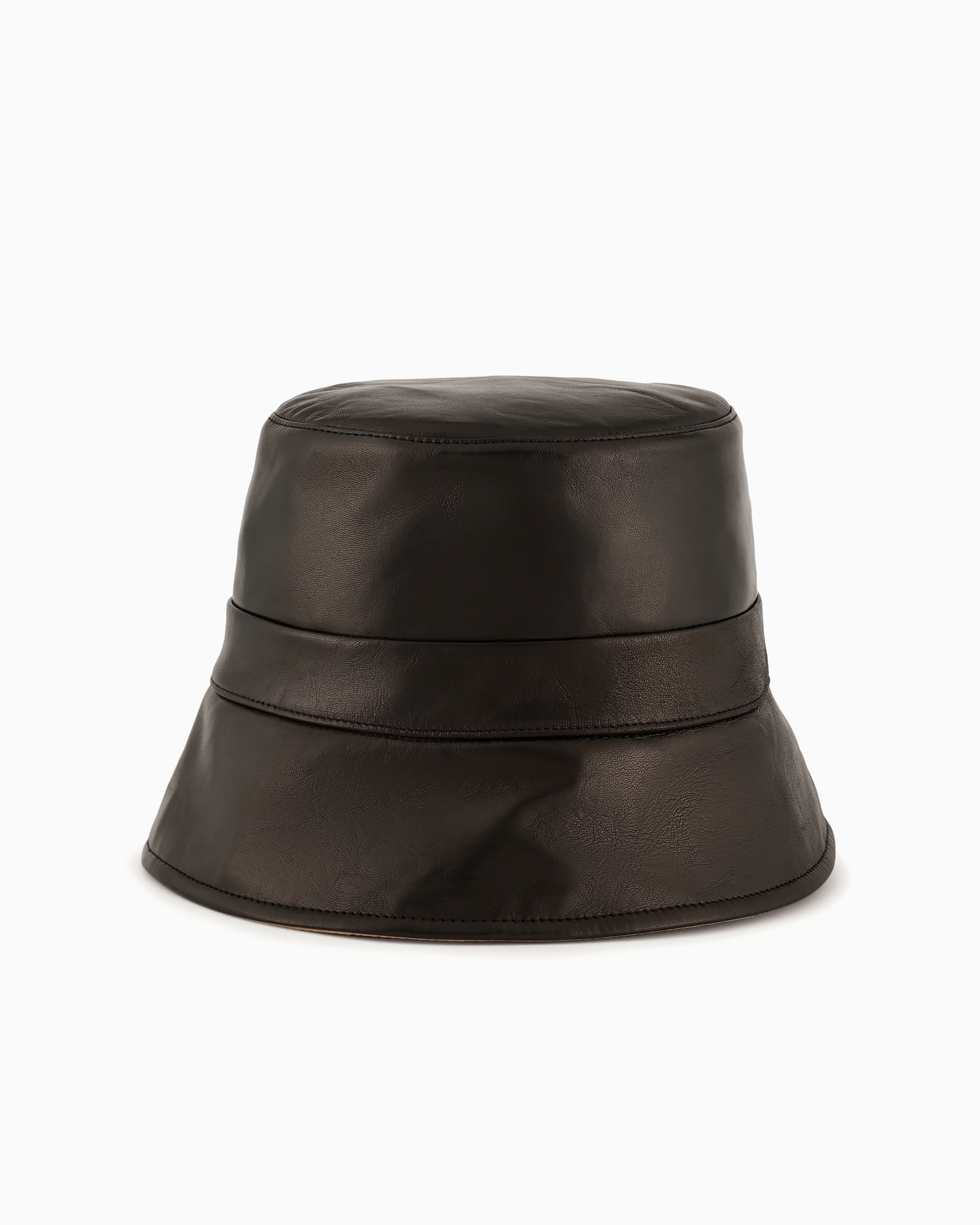 Giorgio Armani Official Store Reversible Nappa-leather Cloche Hat In Black