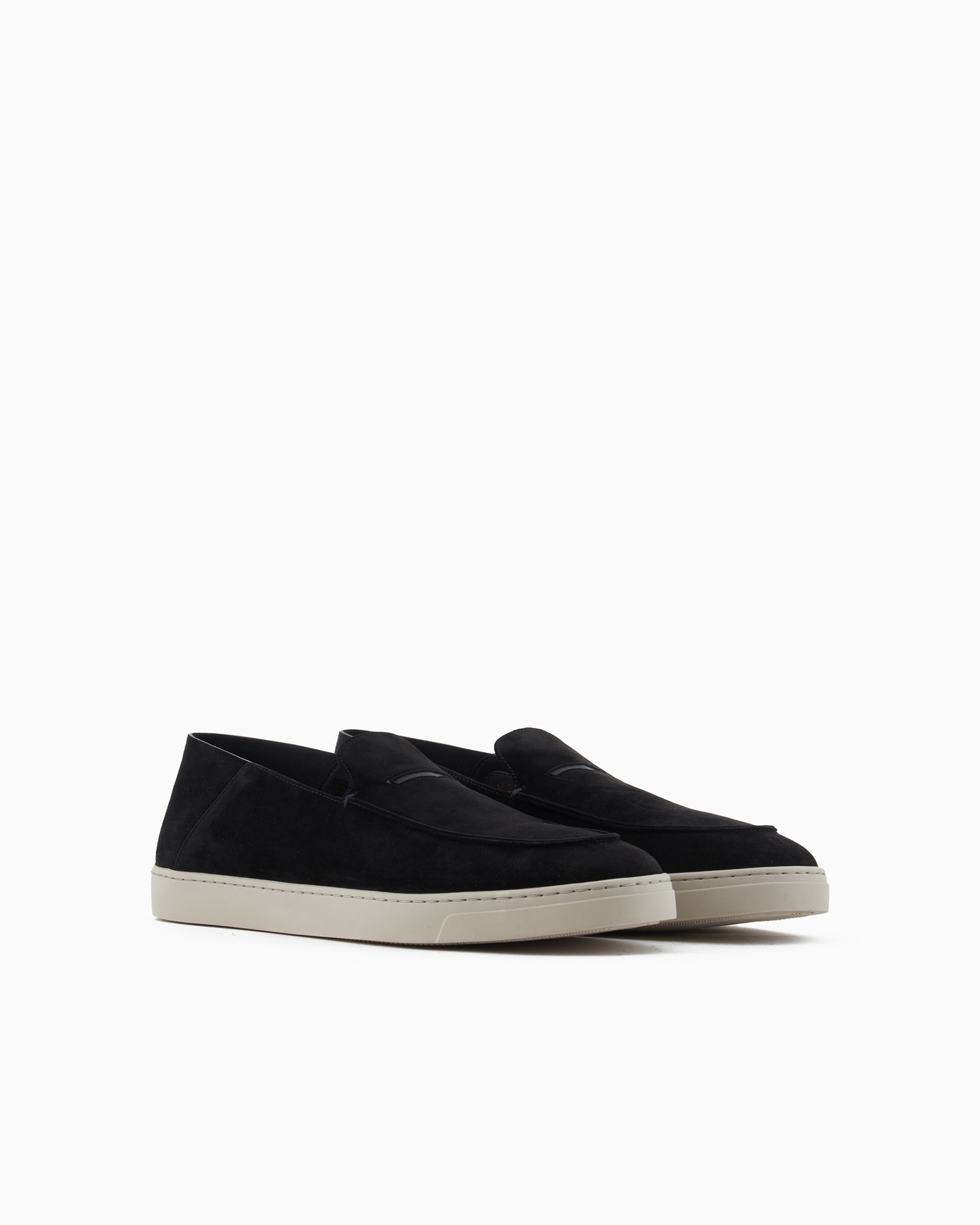 Giorgio Armani Official Store Suede Slip-ons In Black