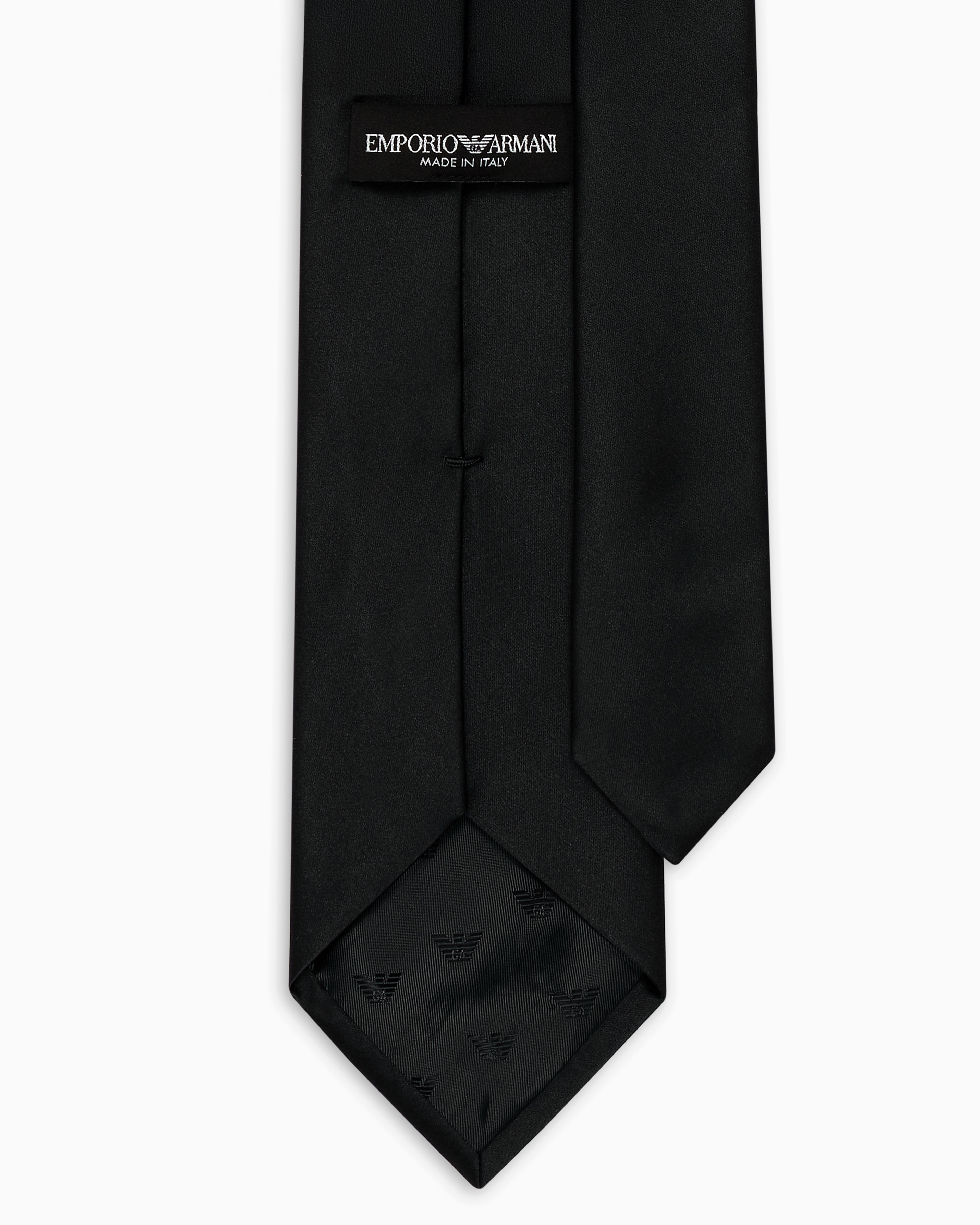 Emporio Armani Pure Silk Micro-textured Tie In Black