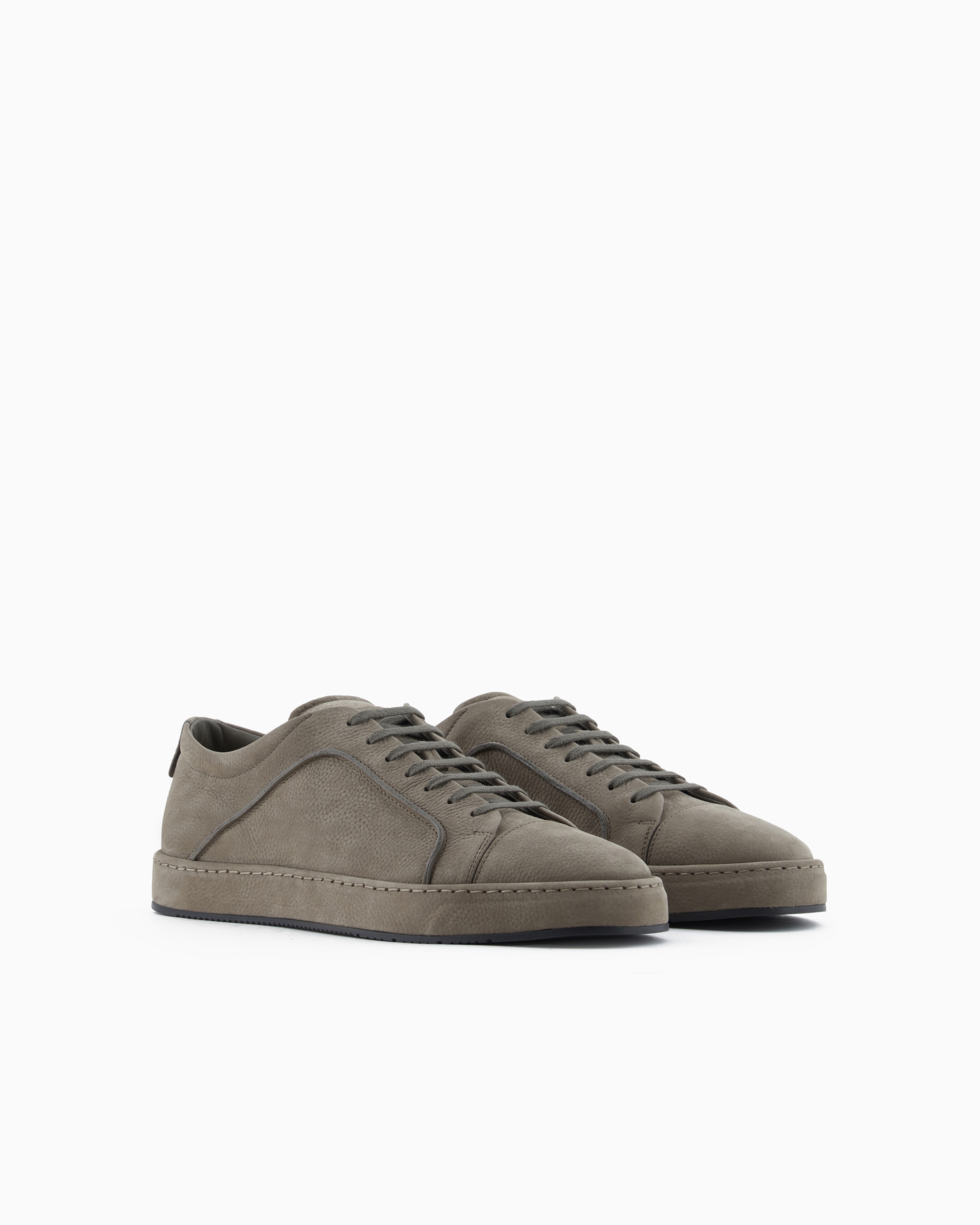 Giorgio Armani Official Store Nubuck Sneakers In Green