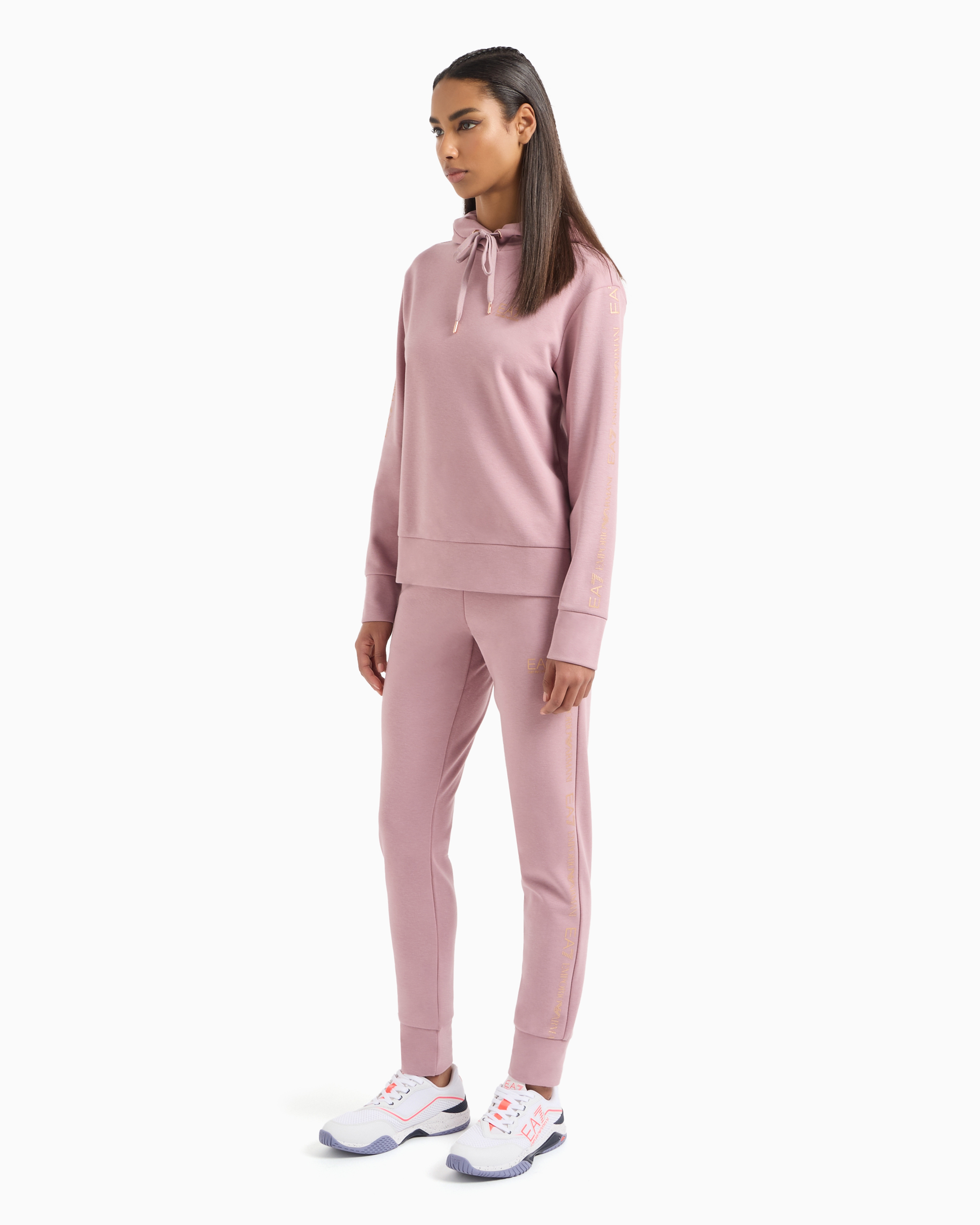 Ea7 Official Store Stretch-cotton Tracksuit In Pink