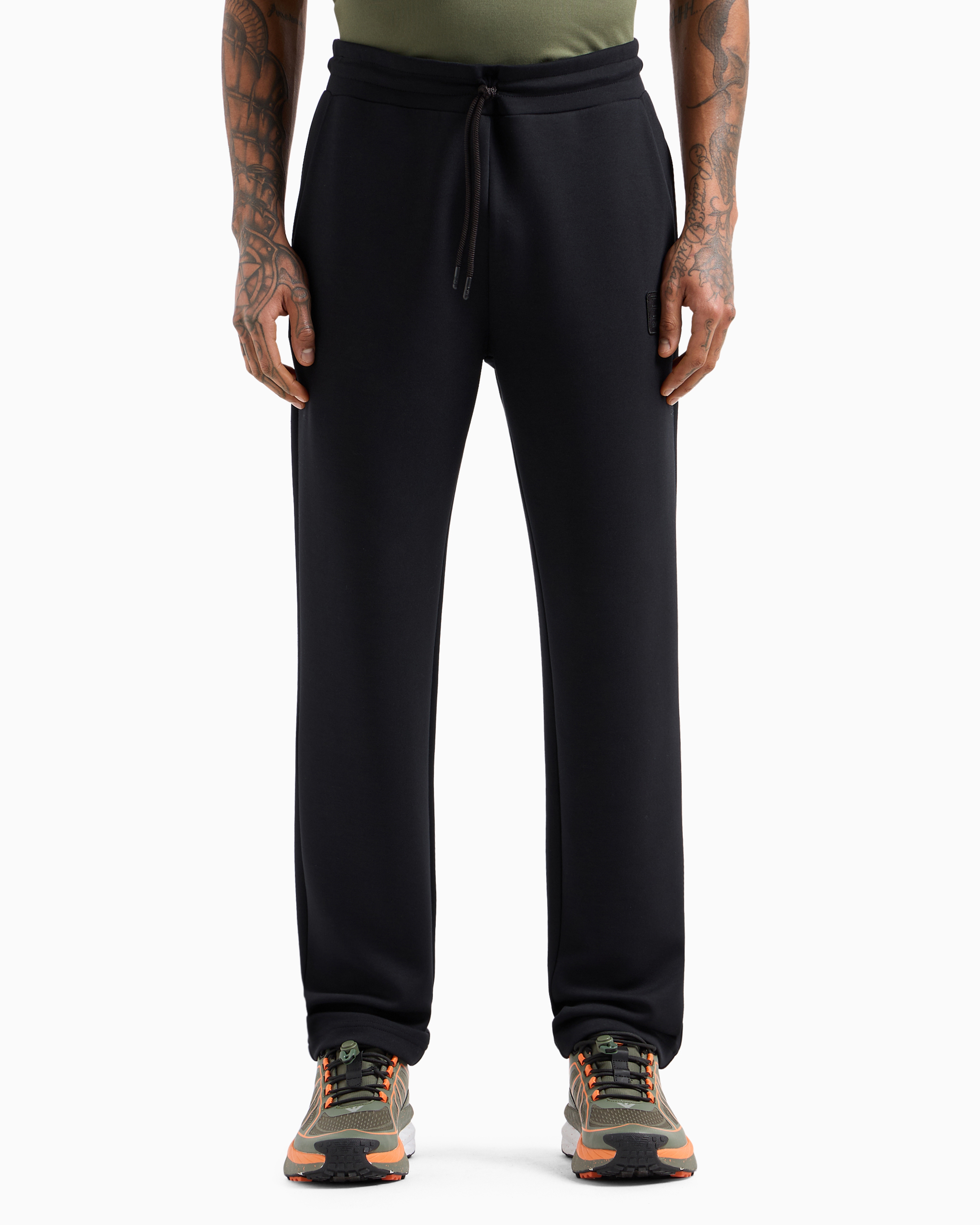 Shop Ea7 Lux Identity Modal-blend Trousers In Noir