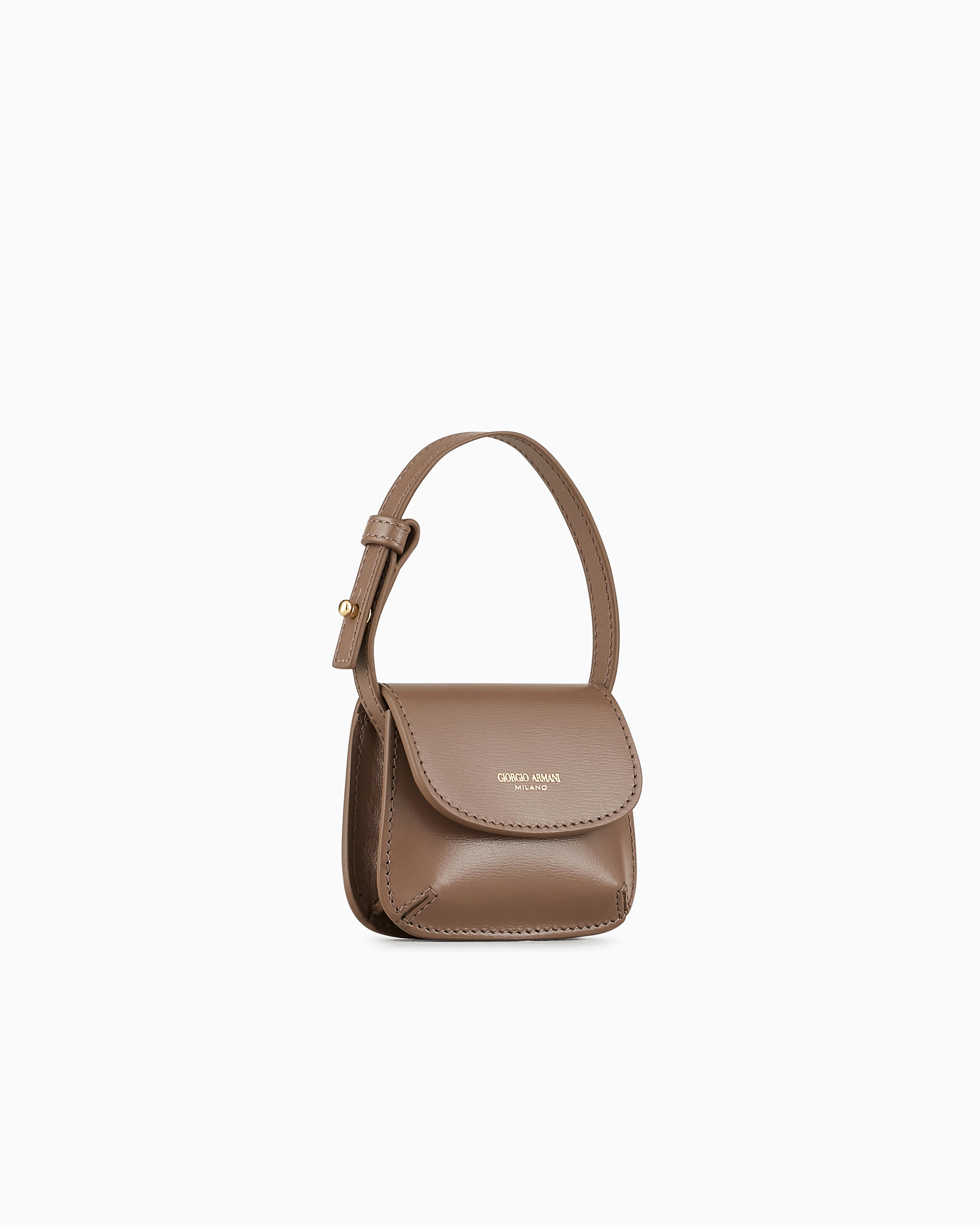 Shop Giorgio Armani La Prima Palmellato Leather Mini-charm In Mud