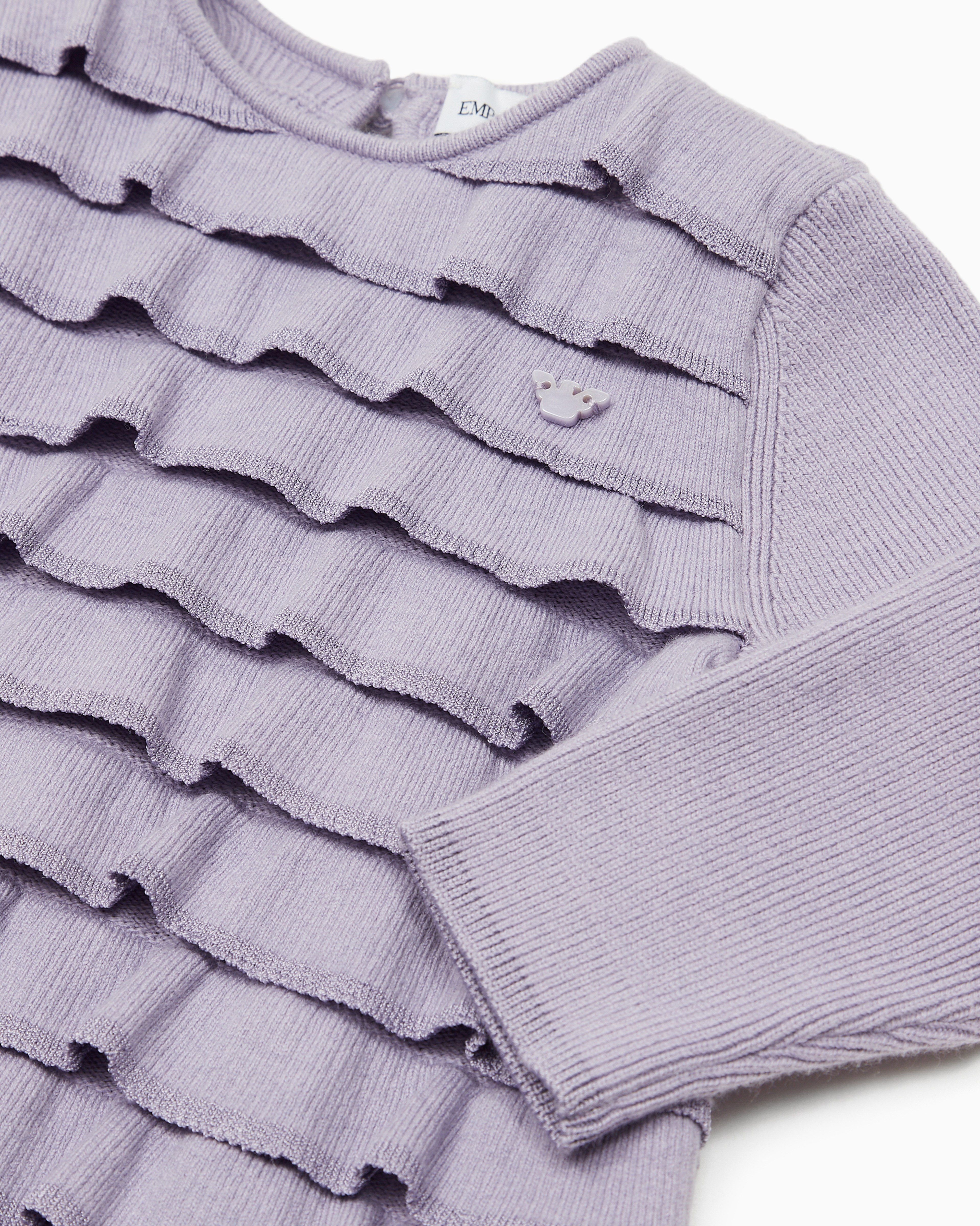 Shop Emporio Armani Knit Dress With Flounces And Ruffles In Purple