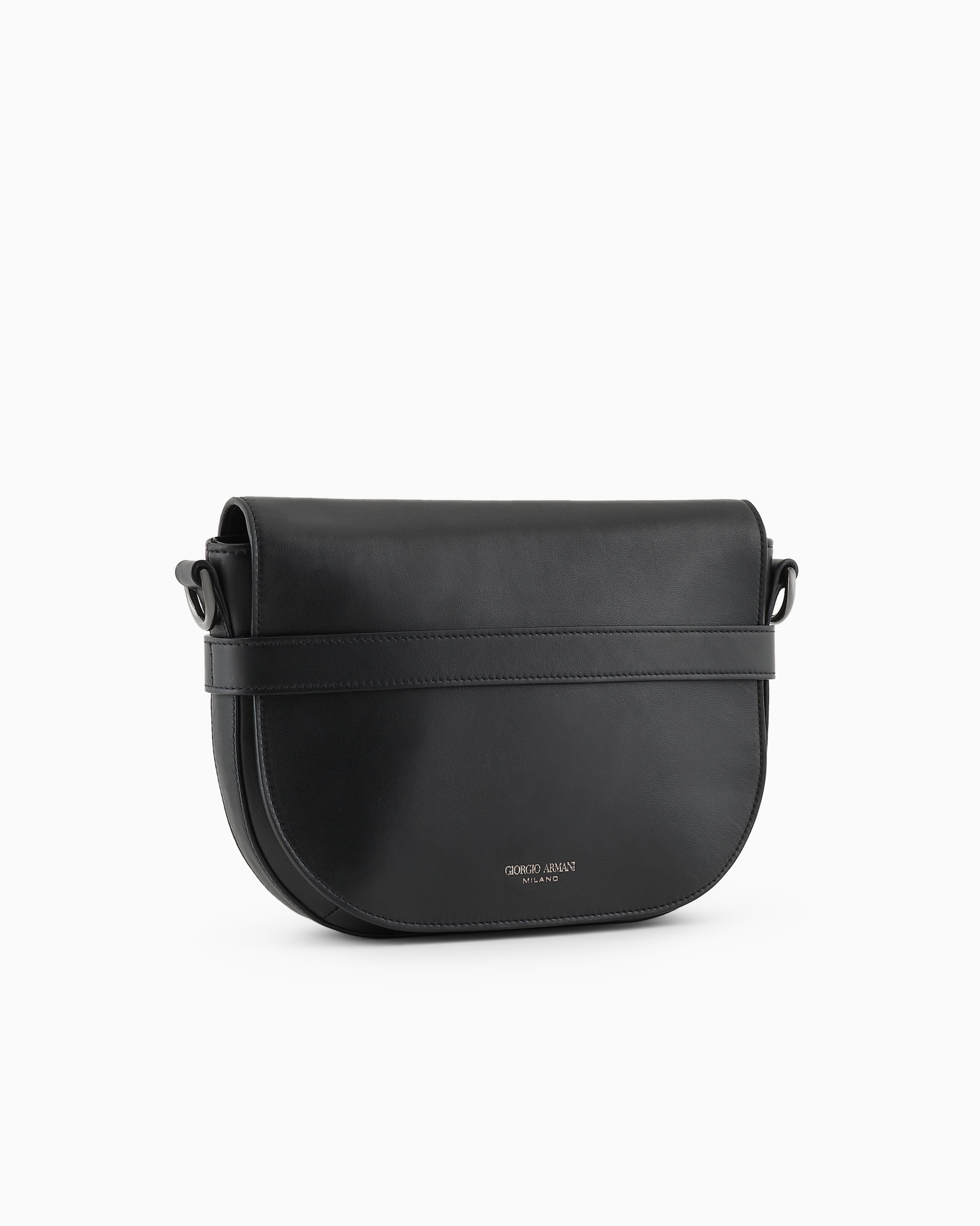 Shop Giorgio Armani Medium Nappa Leather Shoulder Bag In Black