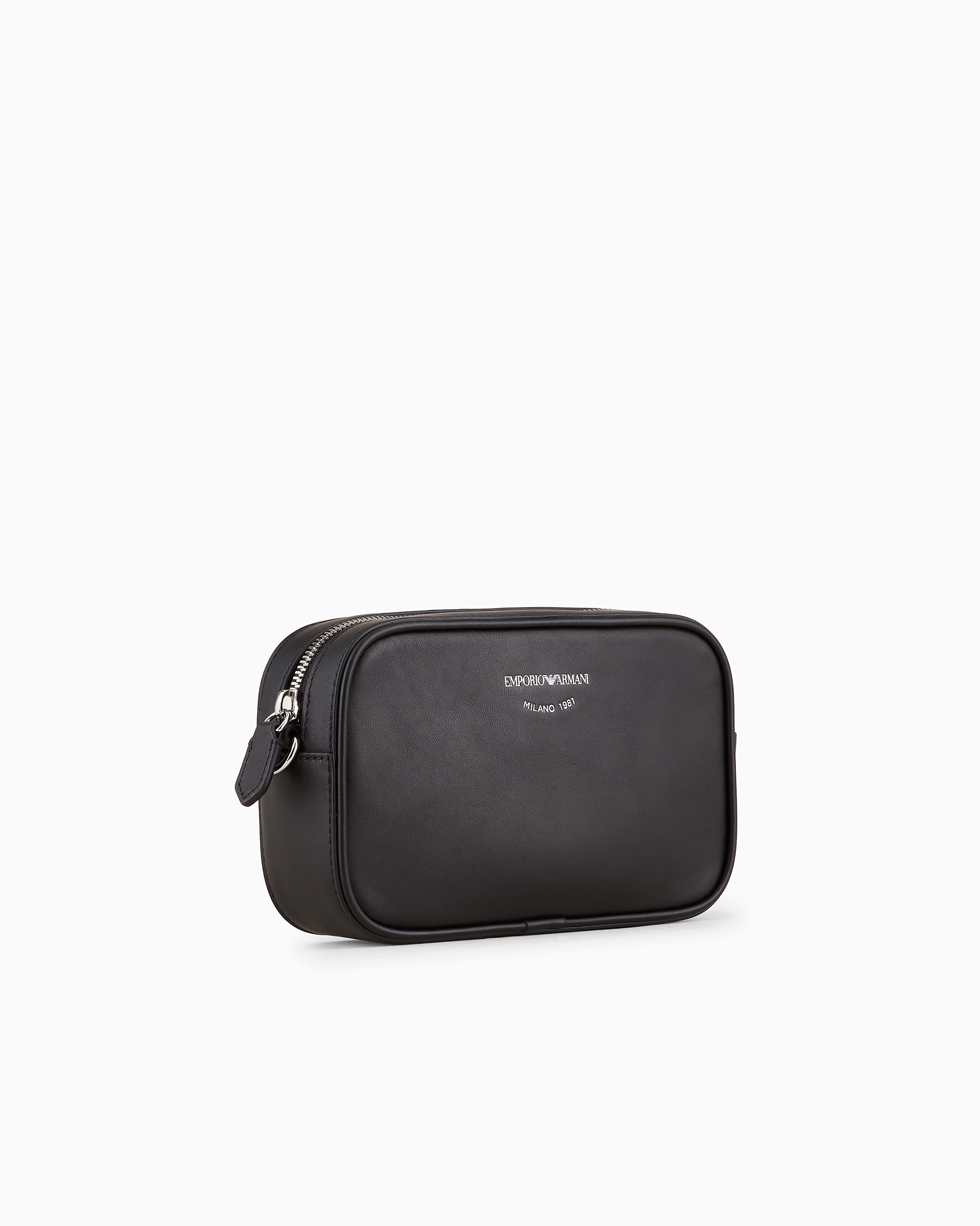 Emporio Armani Faux-leather Camera Case With Shoulder Strap In Black
