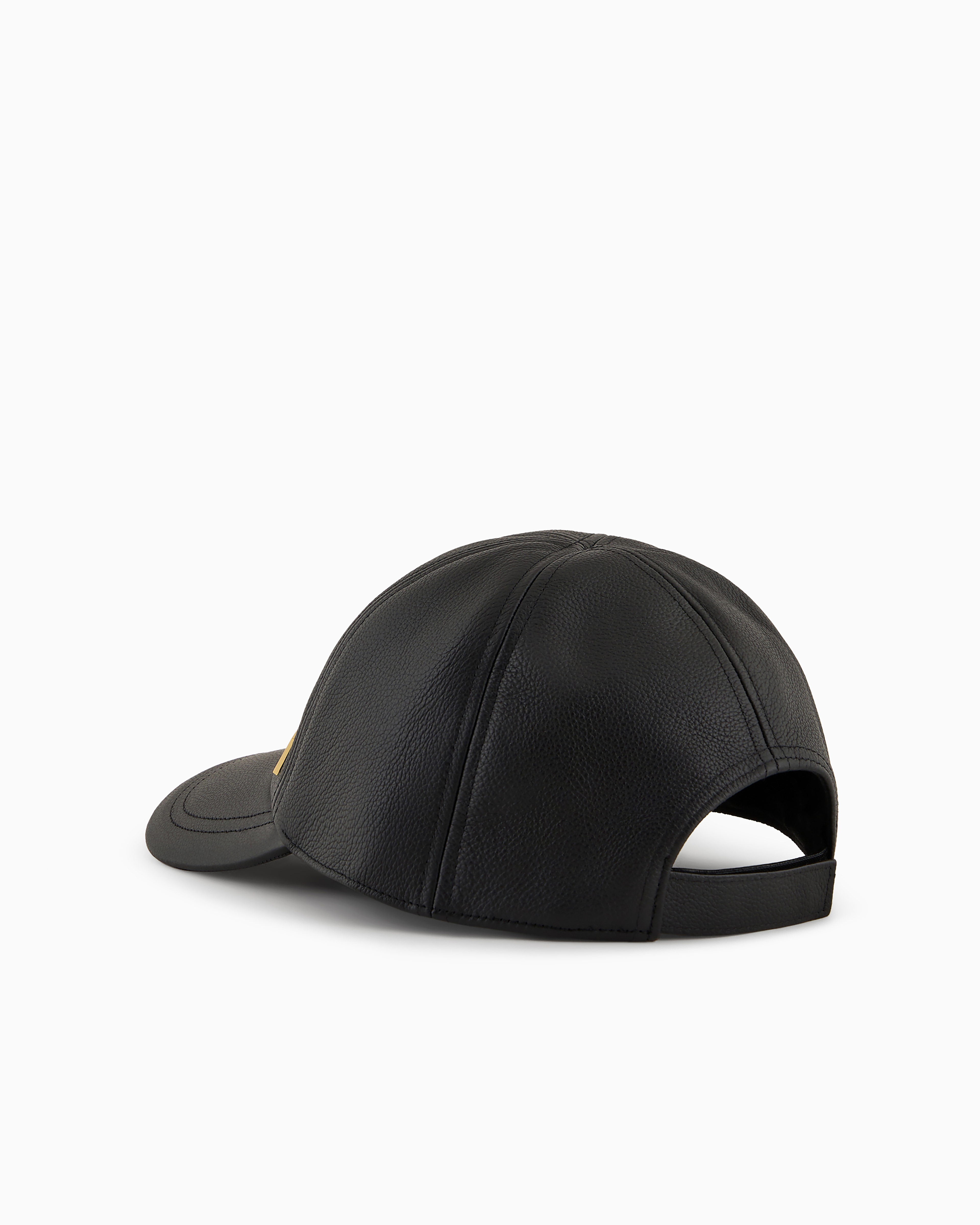 EMPORIO ARMANI HAMMERED LEATHER BASEBALL CAP 