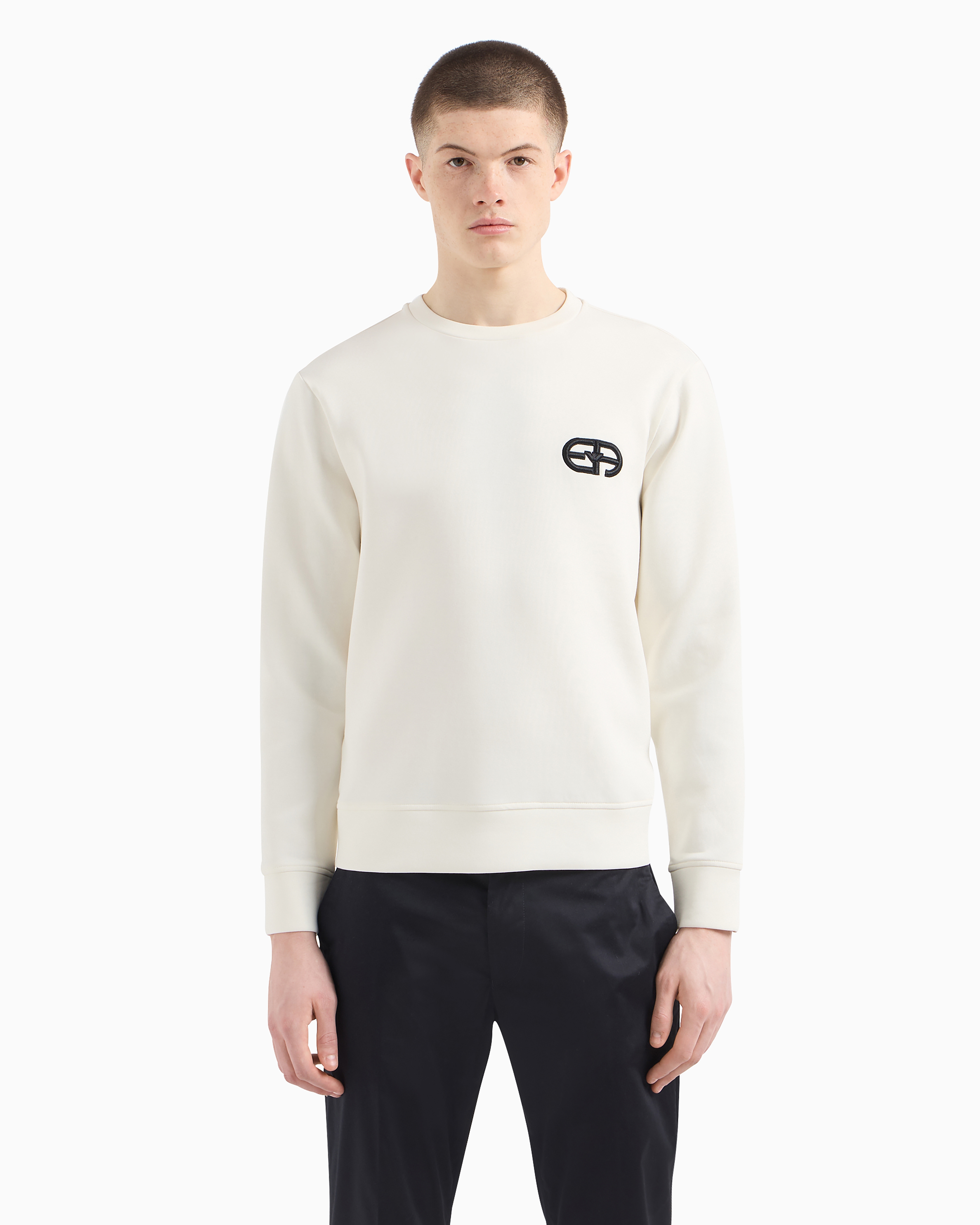Emporio Armani Men's Logo Cotton Sweatshirt In White