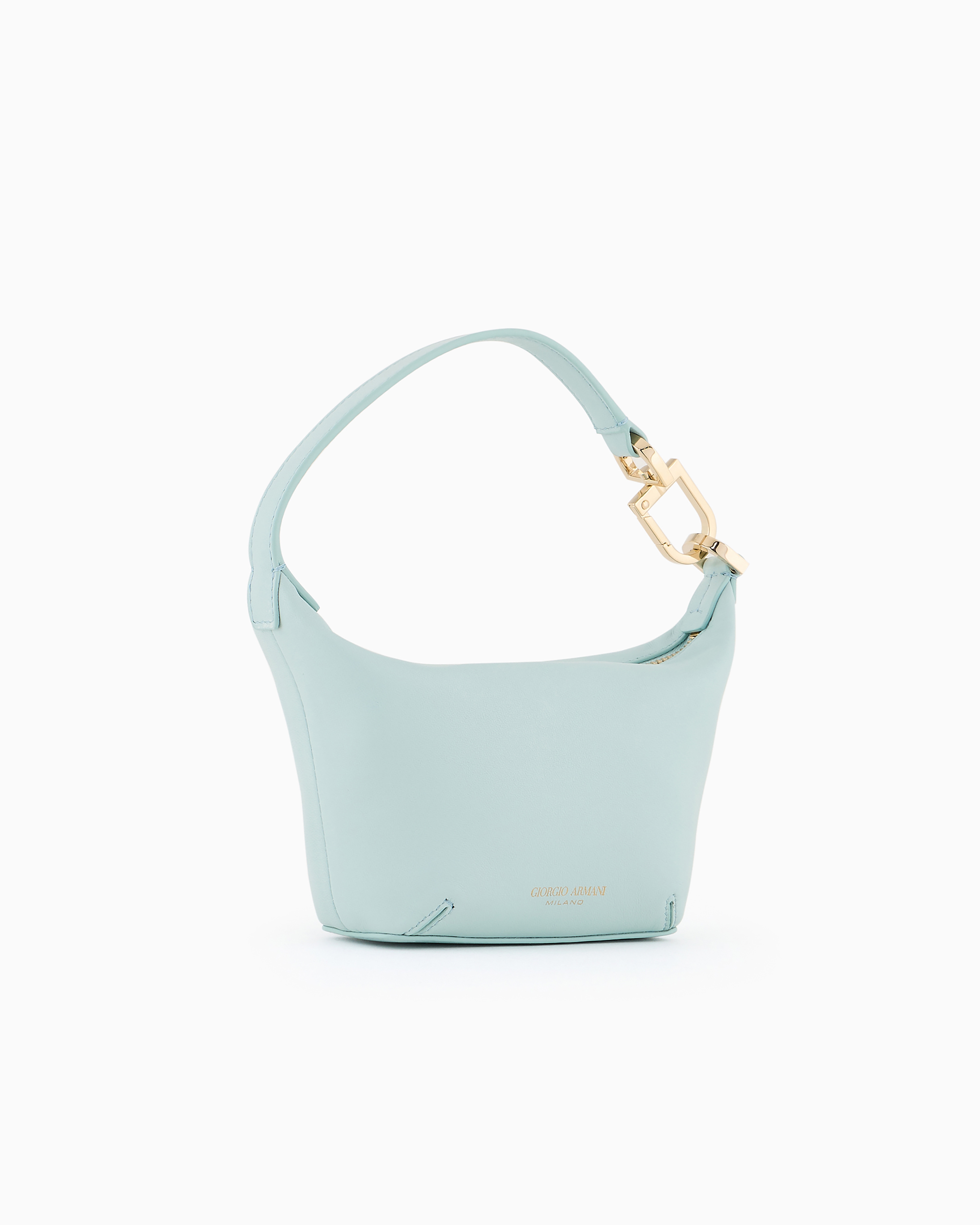 Giorgio Armani Official Store Mini La Prima Soft Nappa-leather Handbag In Azure