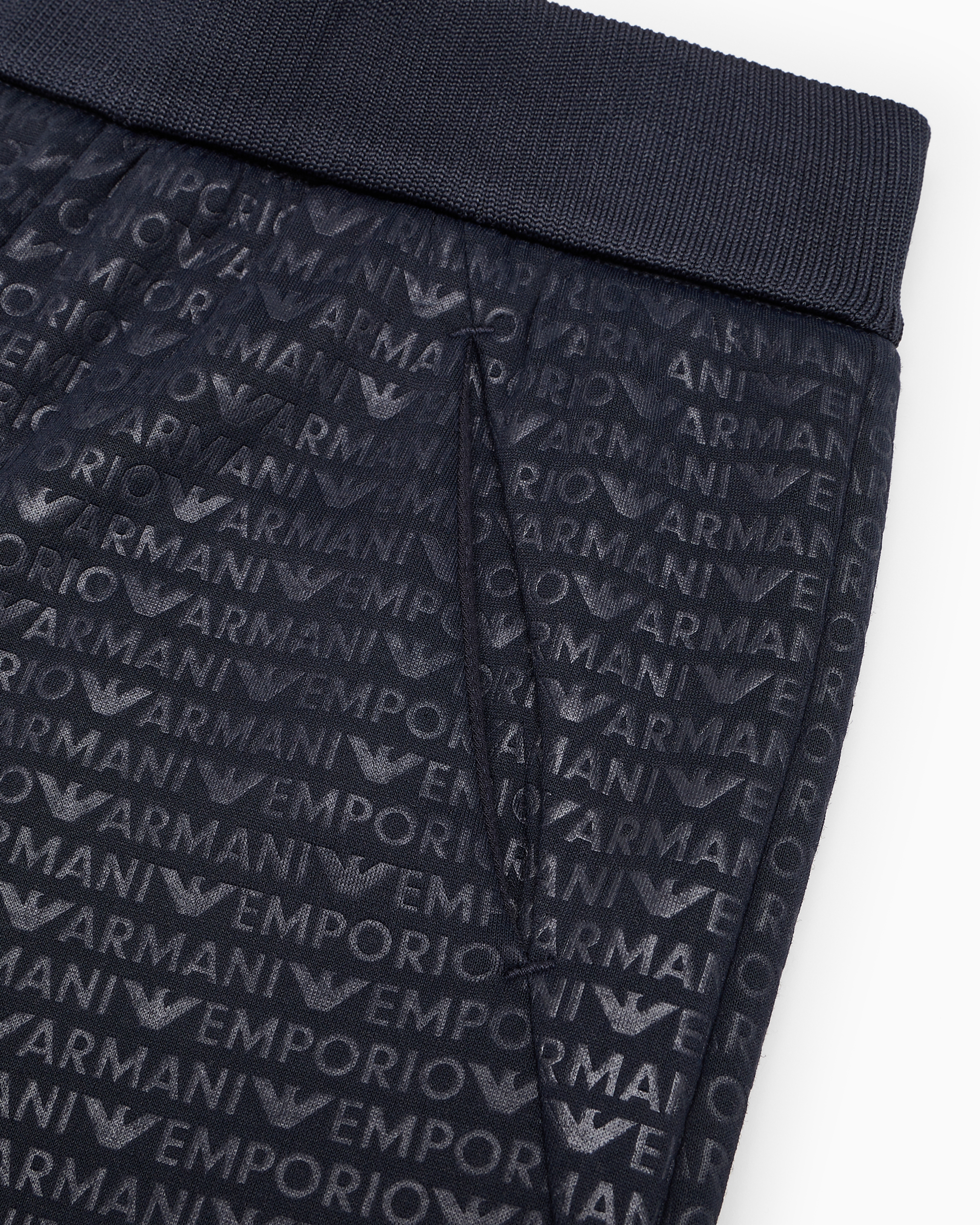 Shop Emporio Armani Comfort-fit Jersey Joggers With All-over Logo Lettering In Navy_blue