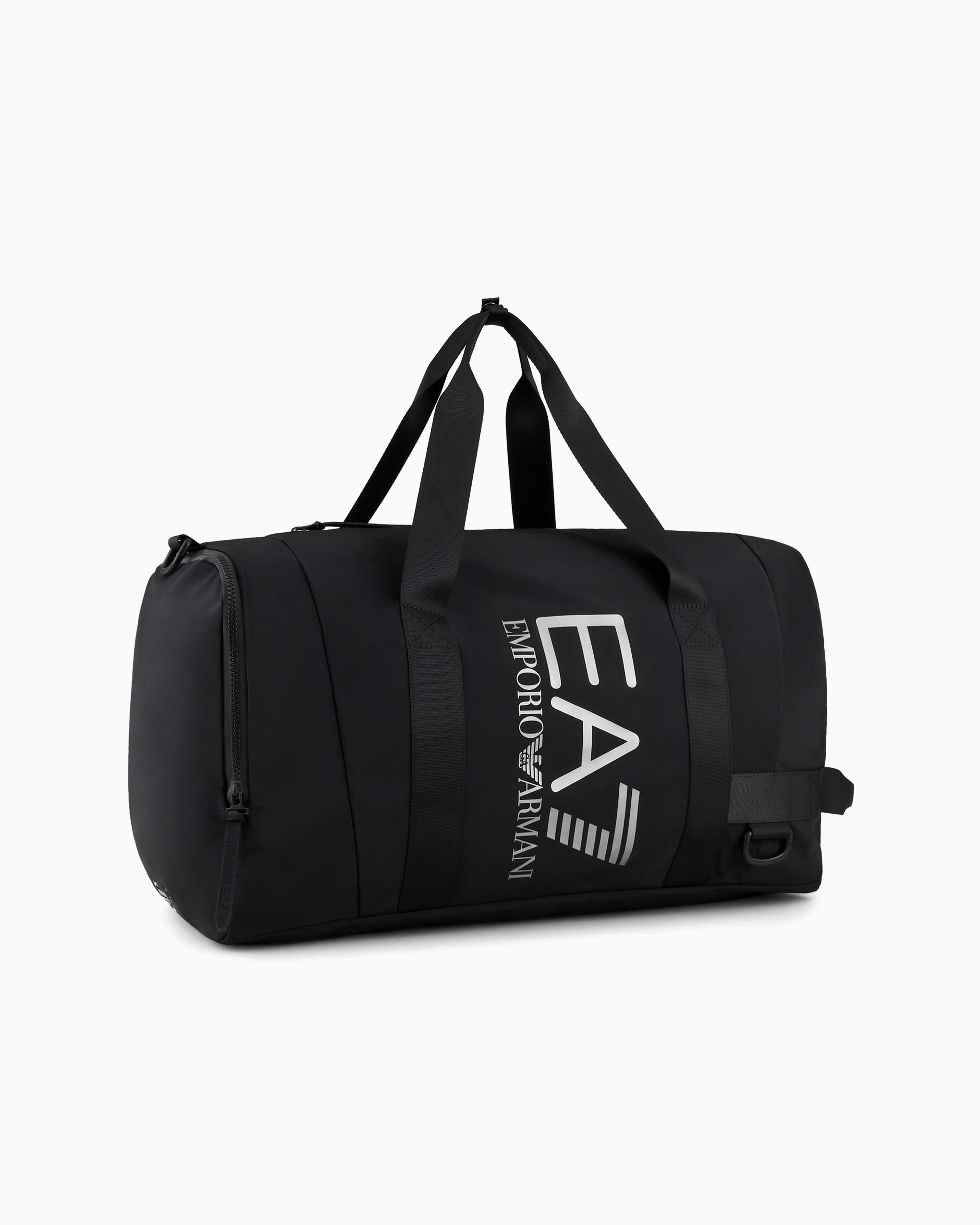 Ea7 Official Store Duffel Bag In Sustainable Fabric With Oversized Logo In Black Logo