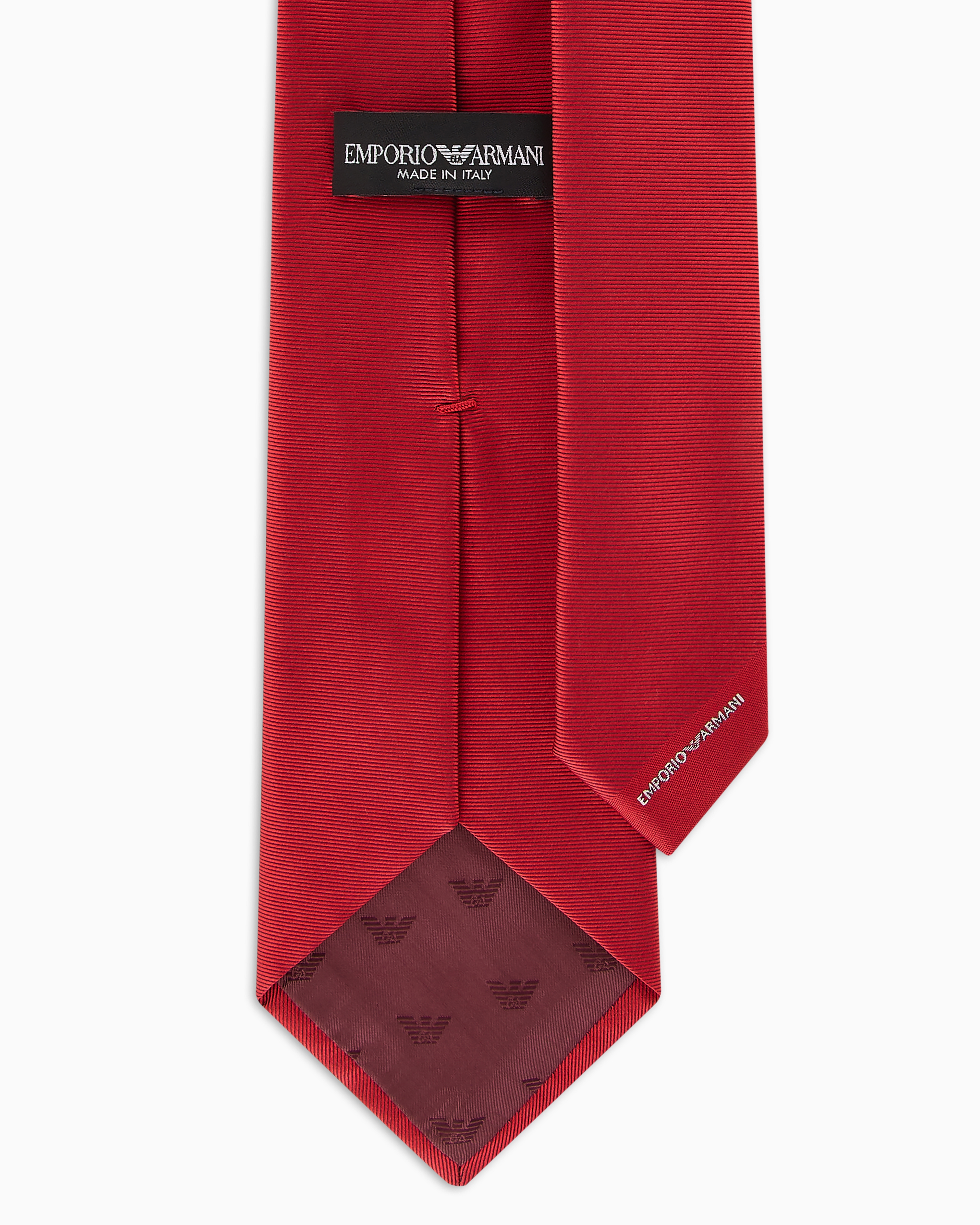 Shop Emporio Armani Ottoman-style Pure Silk Tie In Bourdeux