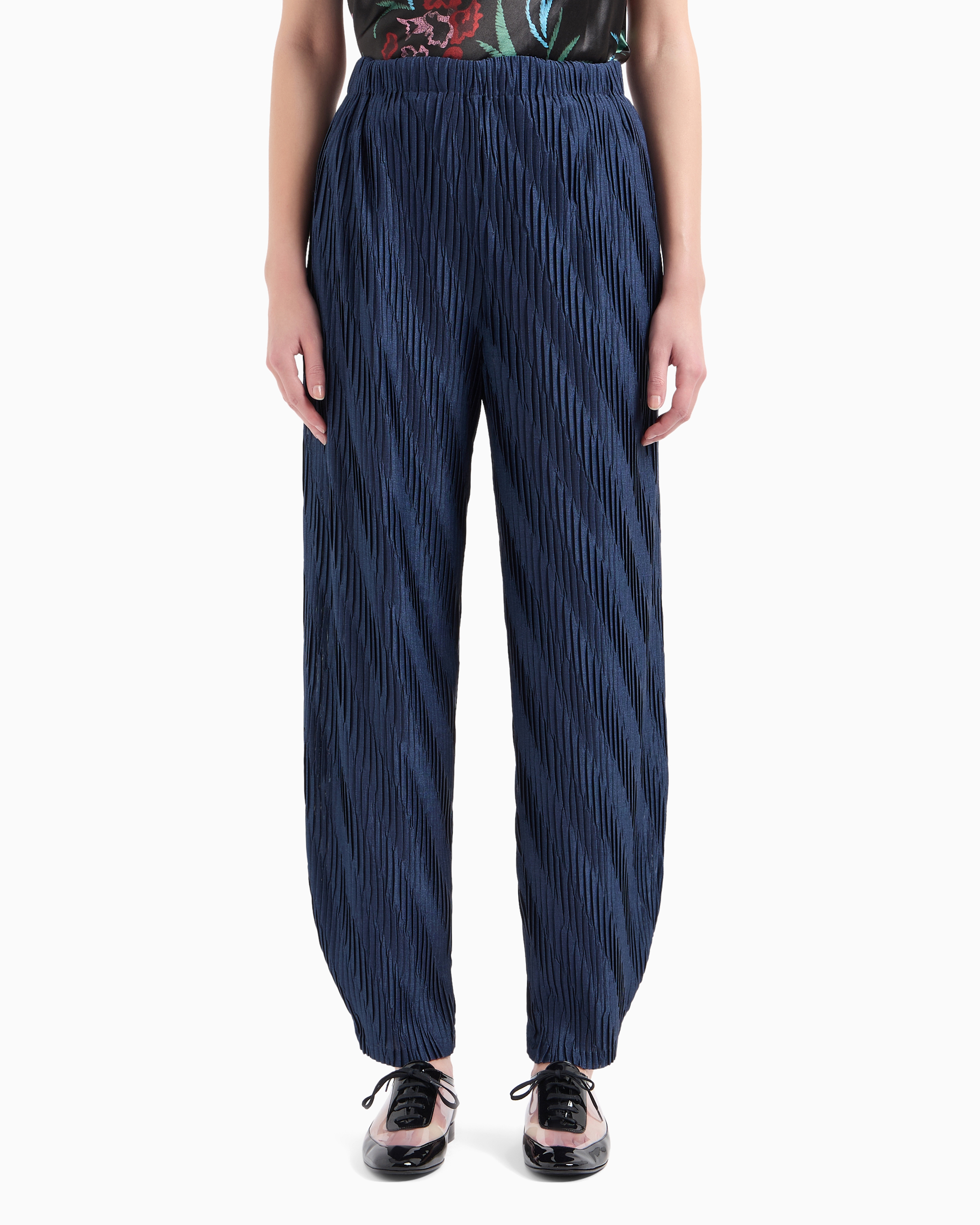 Giorgio Armani High-waist Pleated Trousers In Blue
