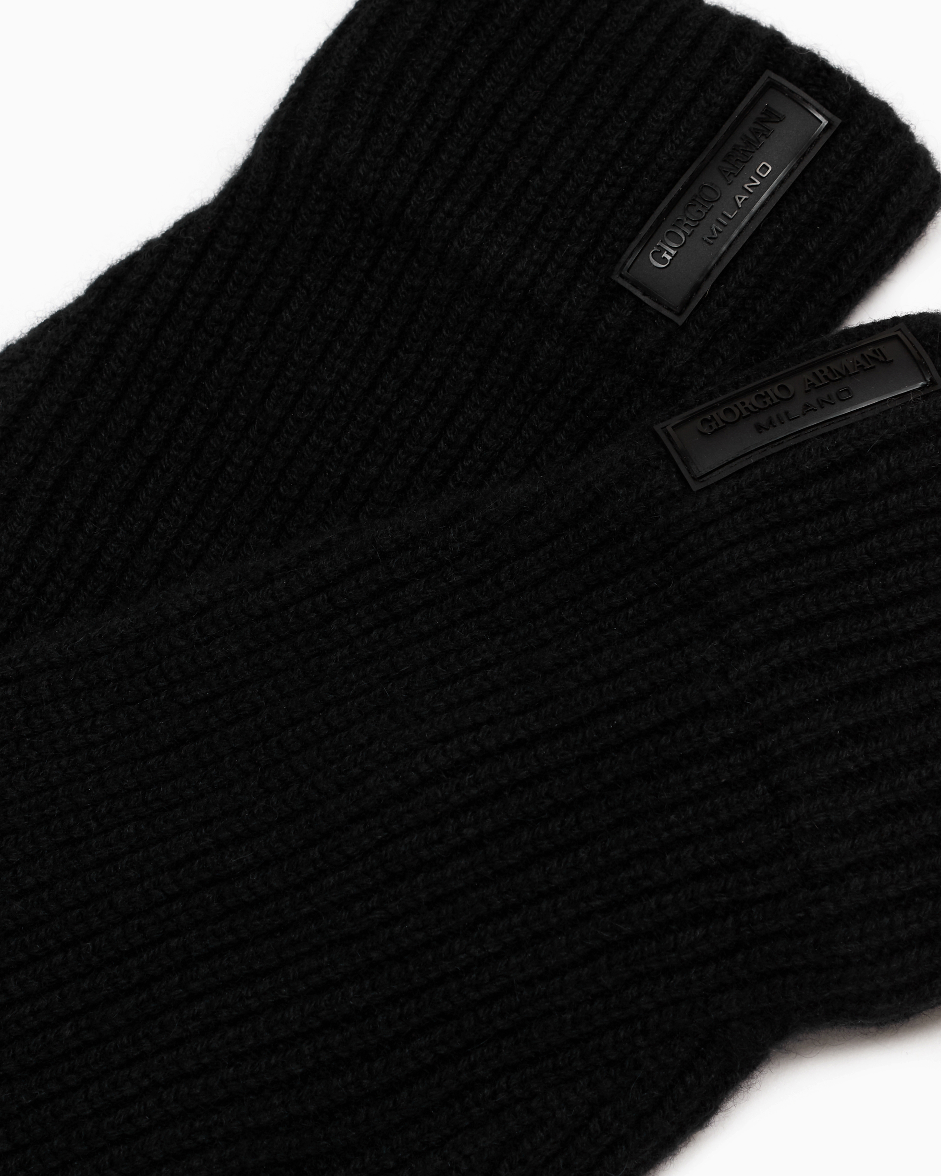 Giorgio Armani Official Store Gloves In Pure Cashmere Knit In Black