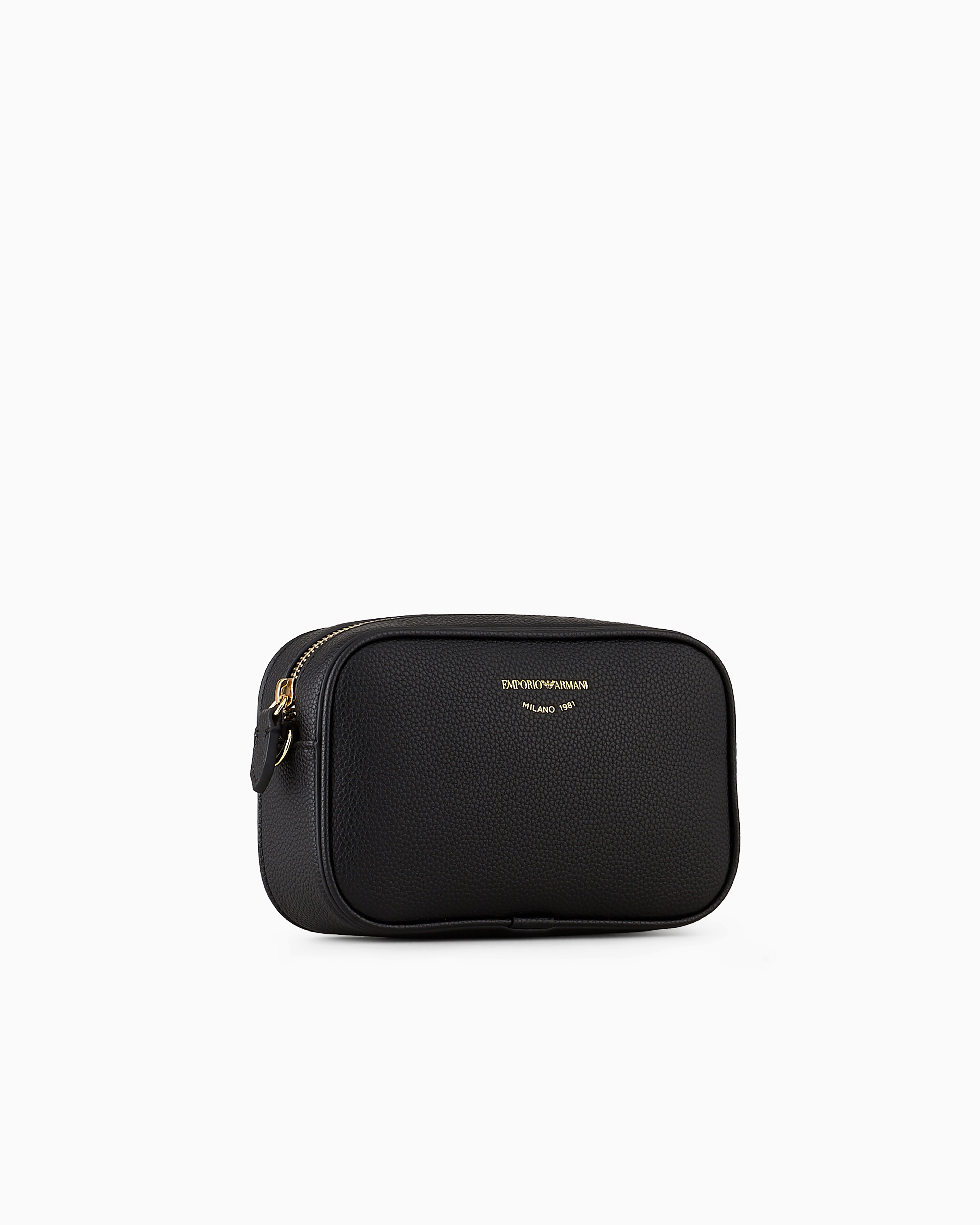 Emporio Armani Official Store Deer-print Camera Case With Shoulder Strap In Black