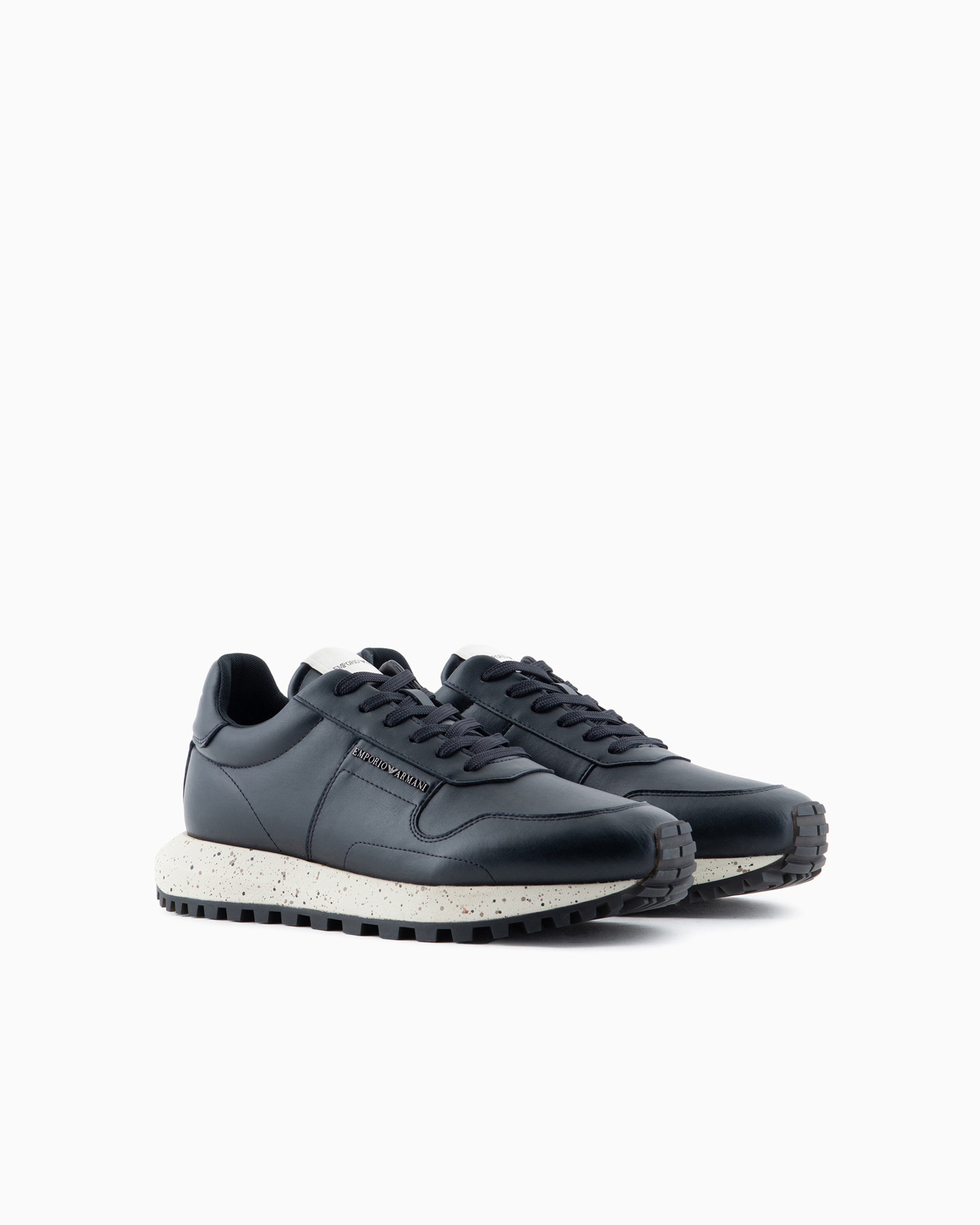 EMPORIO ARMANI ASV RECYCLED LEATHER SNEAKERS 