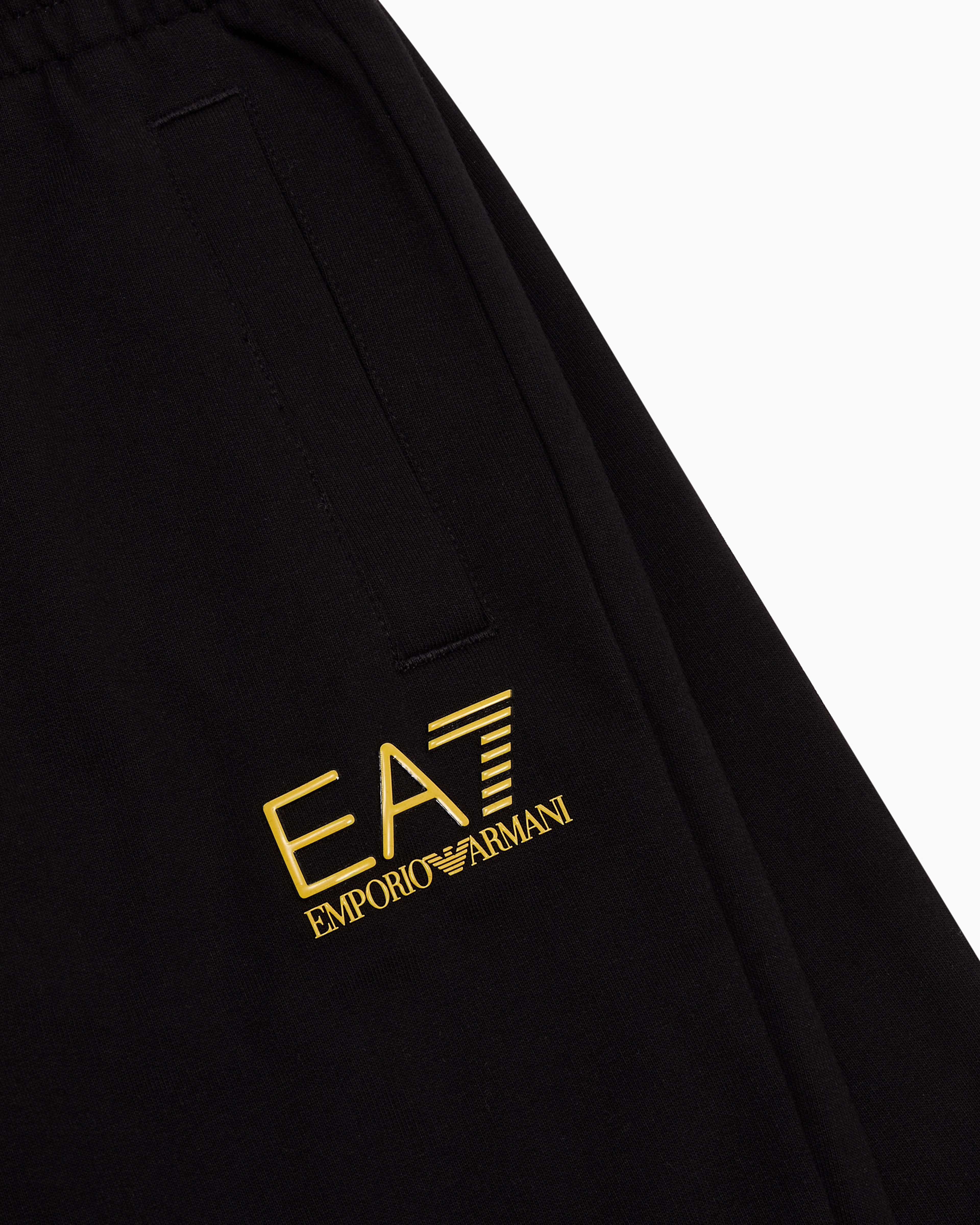 Shop Ea7 Core Identity Boy Cotton Joggers In Black