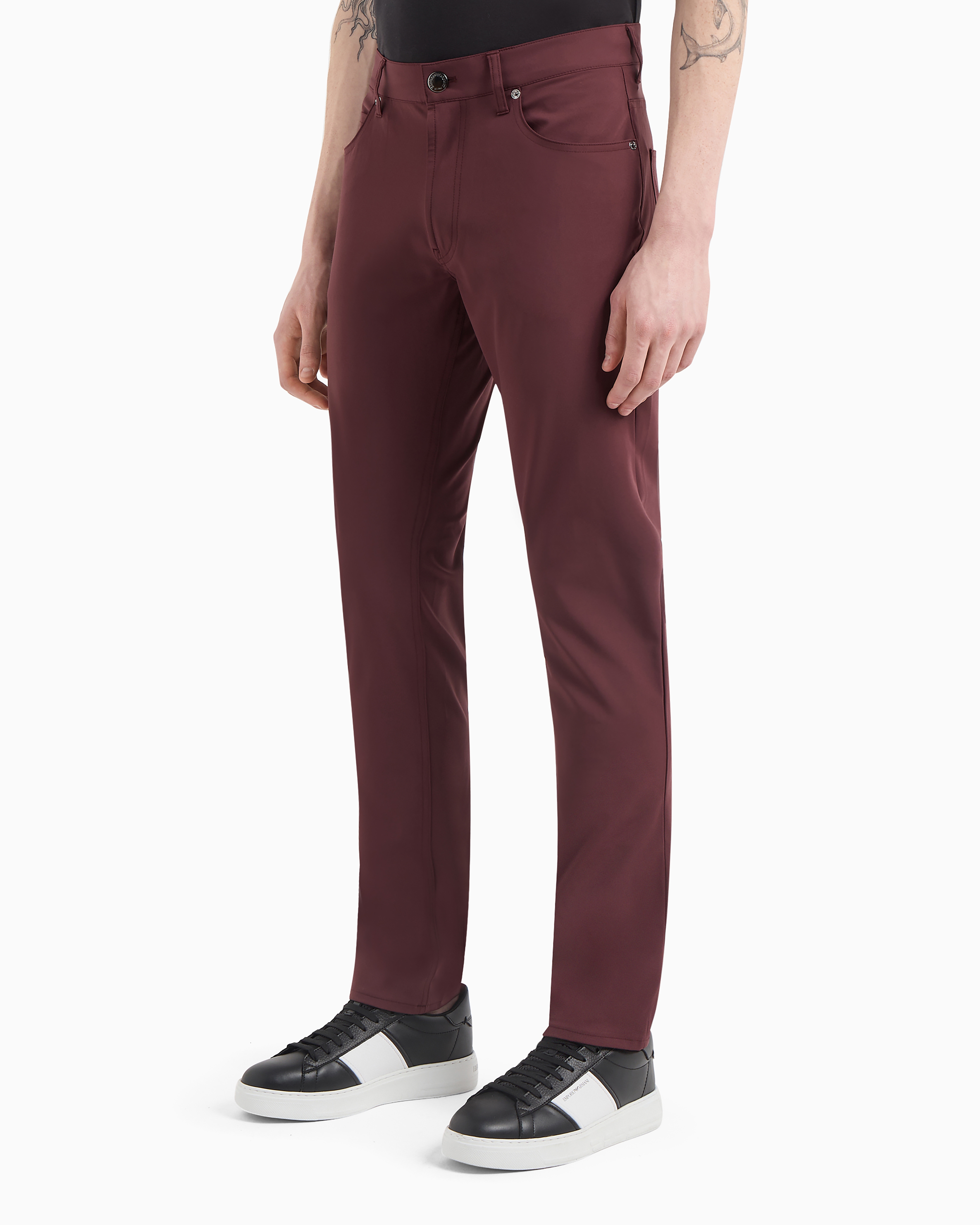 Emporio Armani Official Store J05 Regular-fit Denim Jeans In Bordeaux