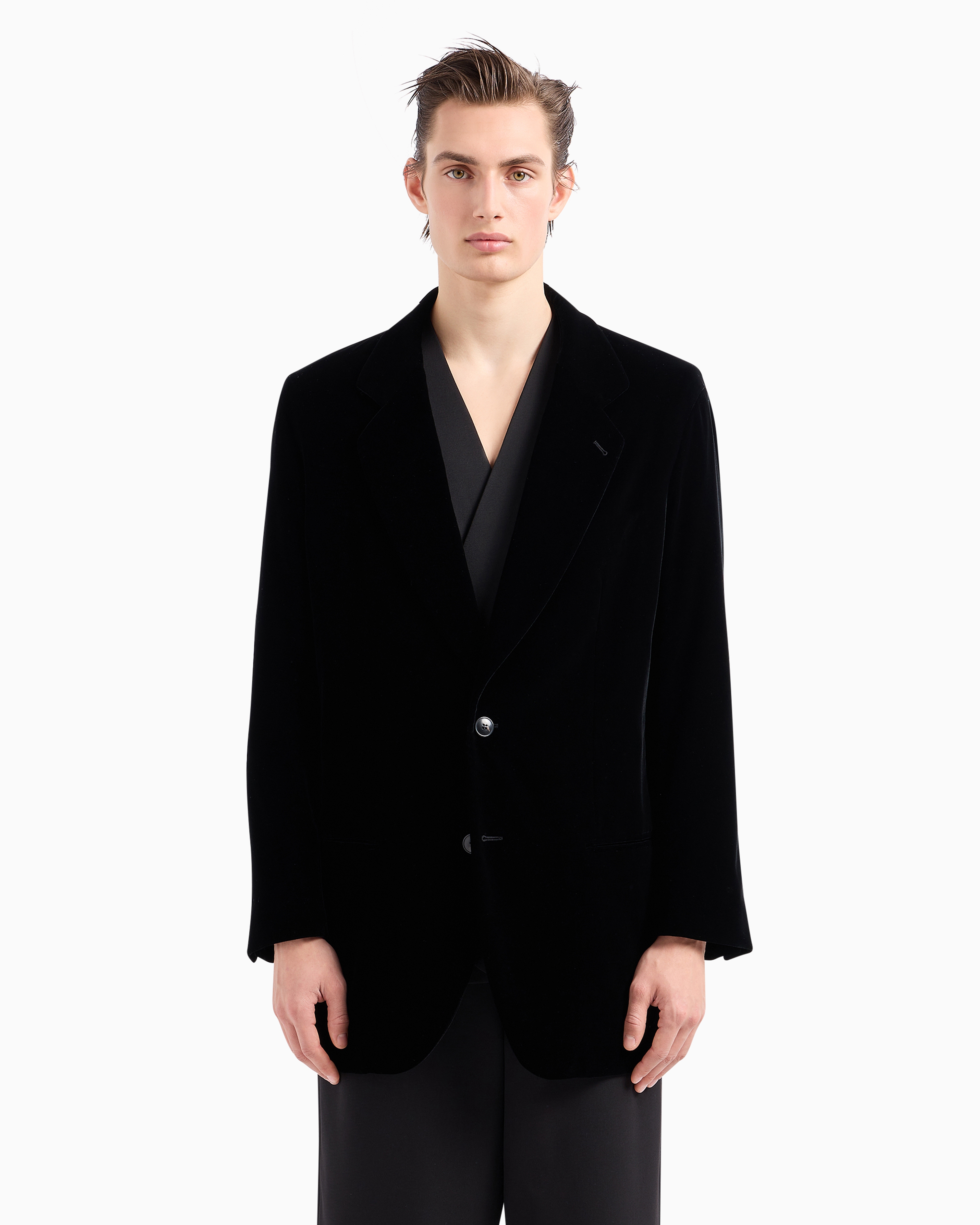 Girorgio Armani フード付ダブルブレストベルベットジャケット Girorgio Armani フード付ダブルブレストベルベットジャケット