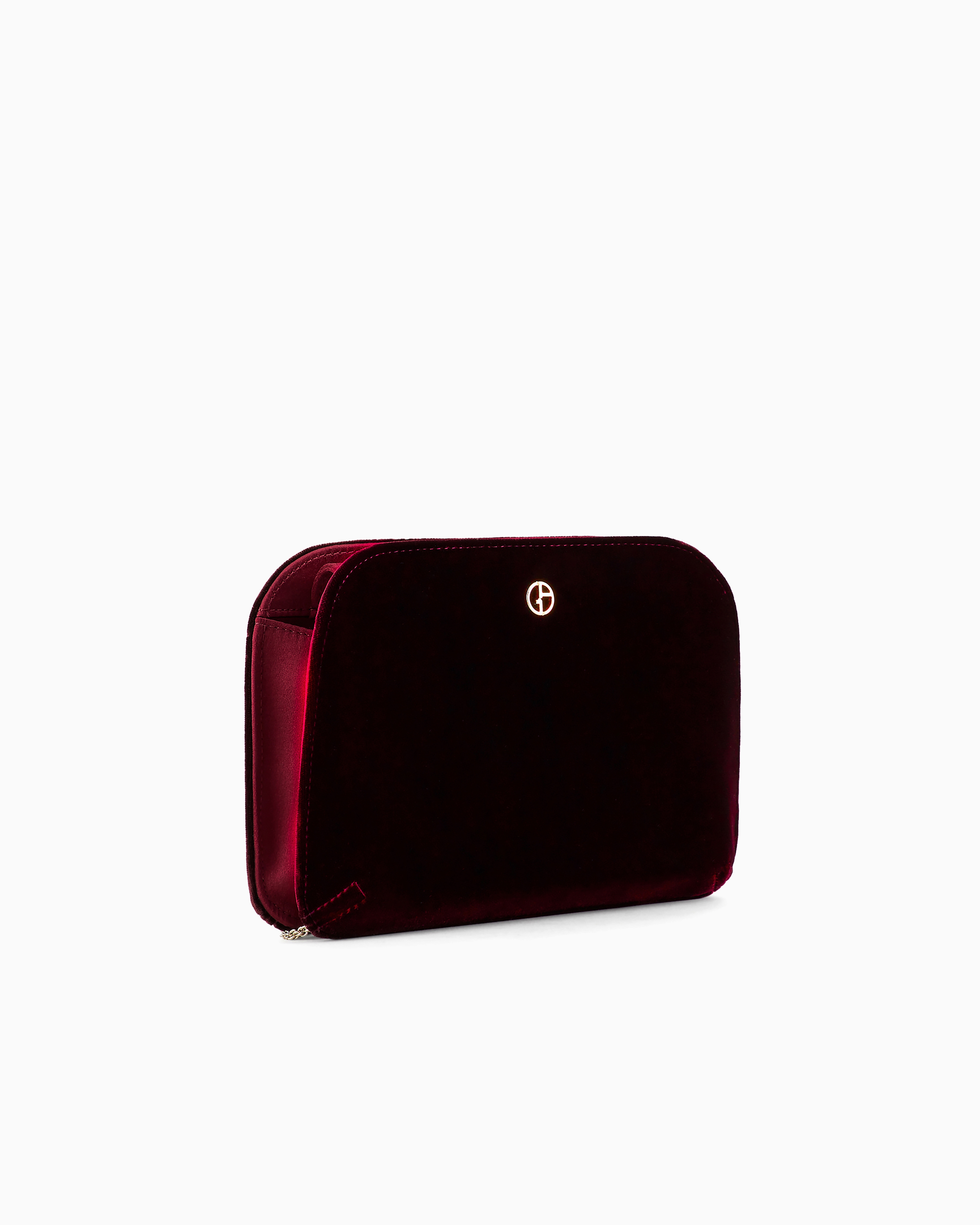 Shop Giorgio Armani Velvet And Satin La Prima Clutch In Bordeaux