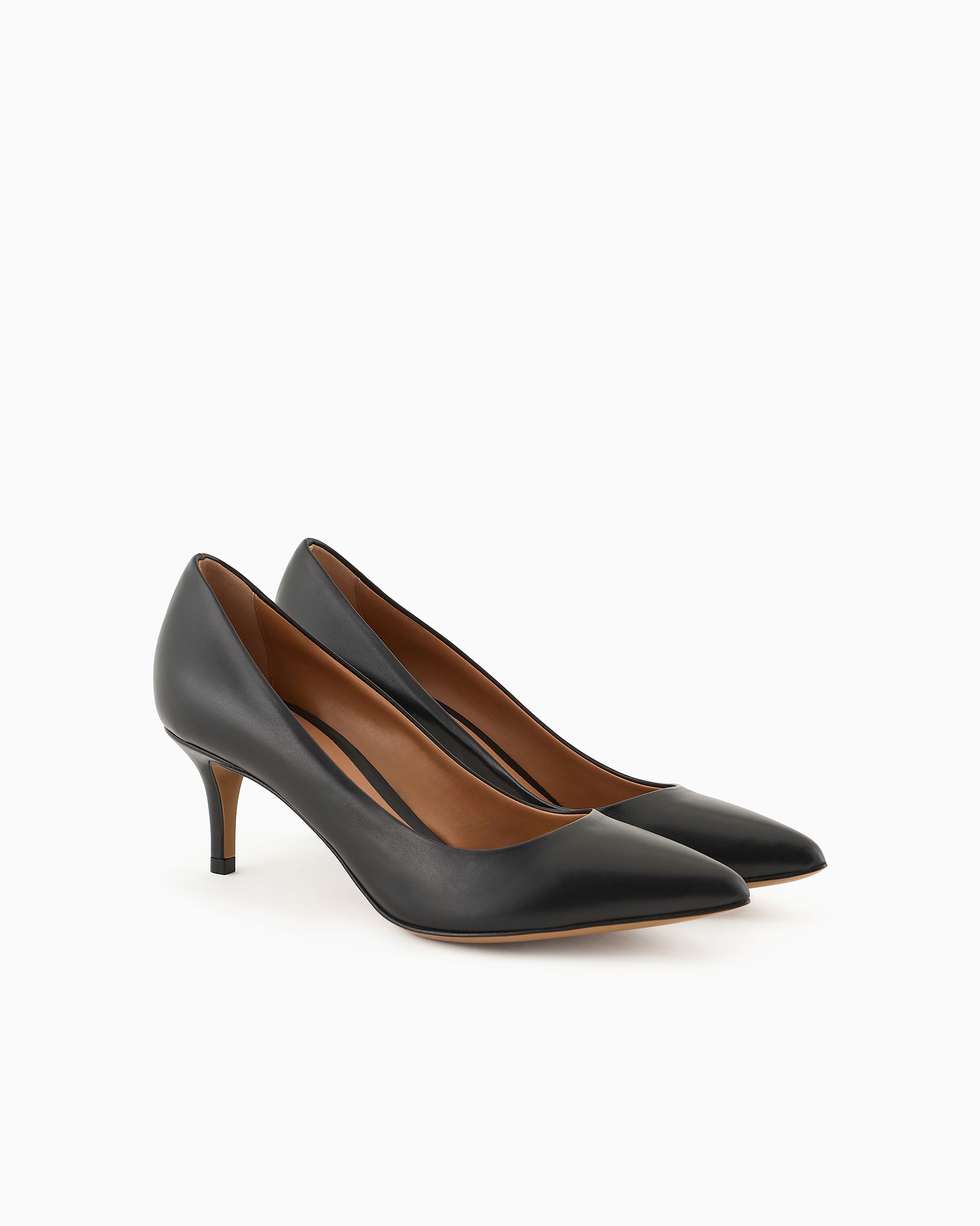 Emporio Armani Leather Court Shoes With Stiletto Heel In Black