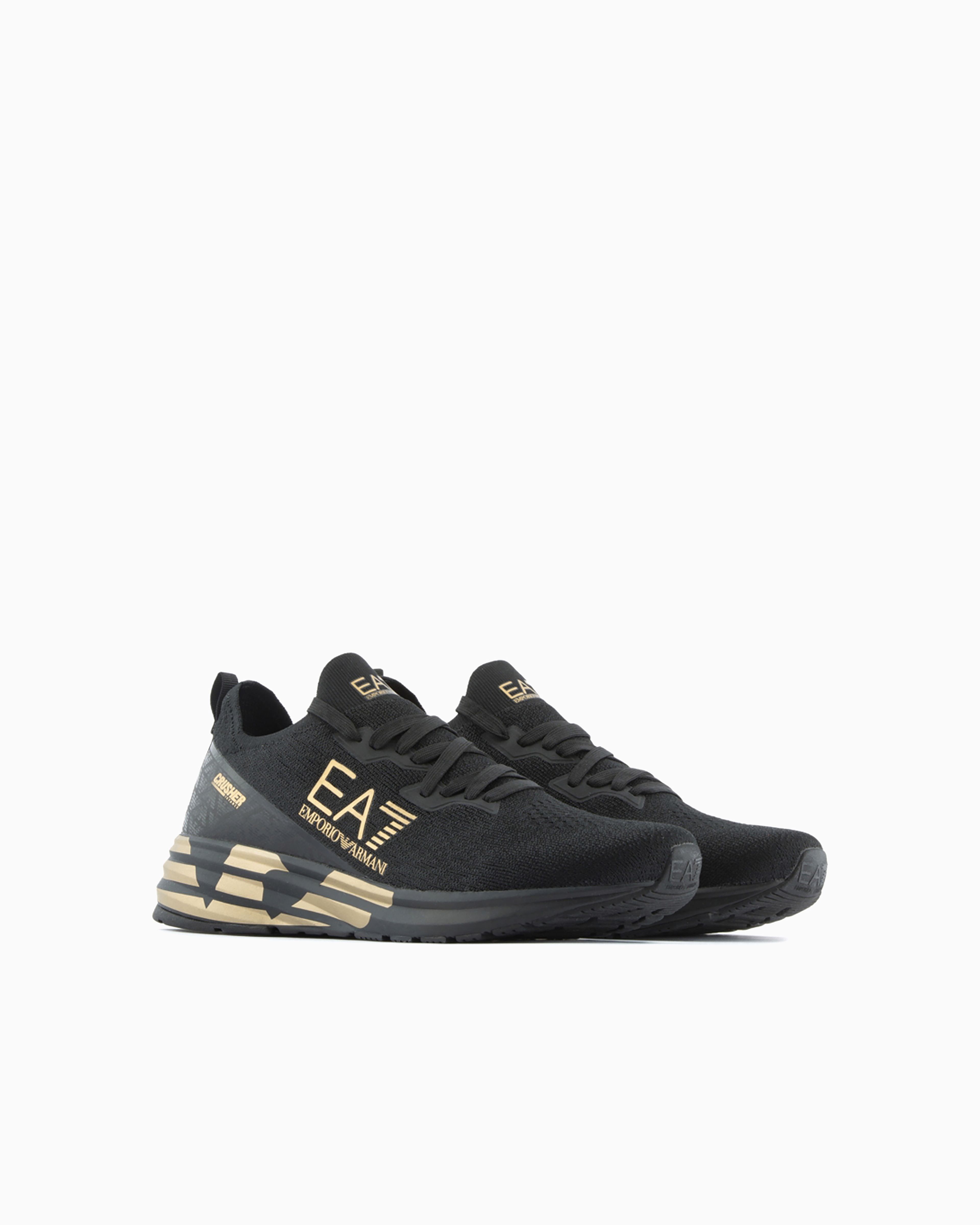 Shop Emporio Armani Crusher Distance Knit Sneakers In Two-tone