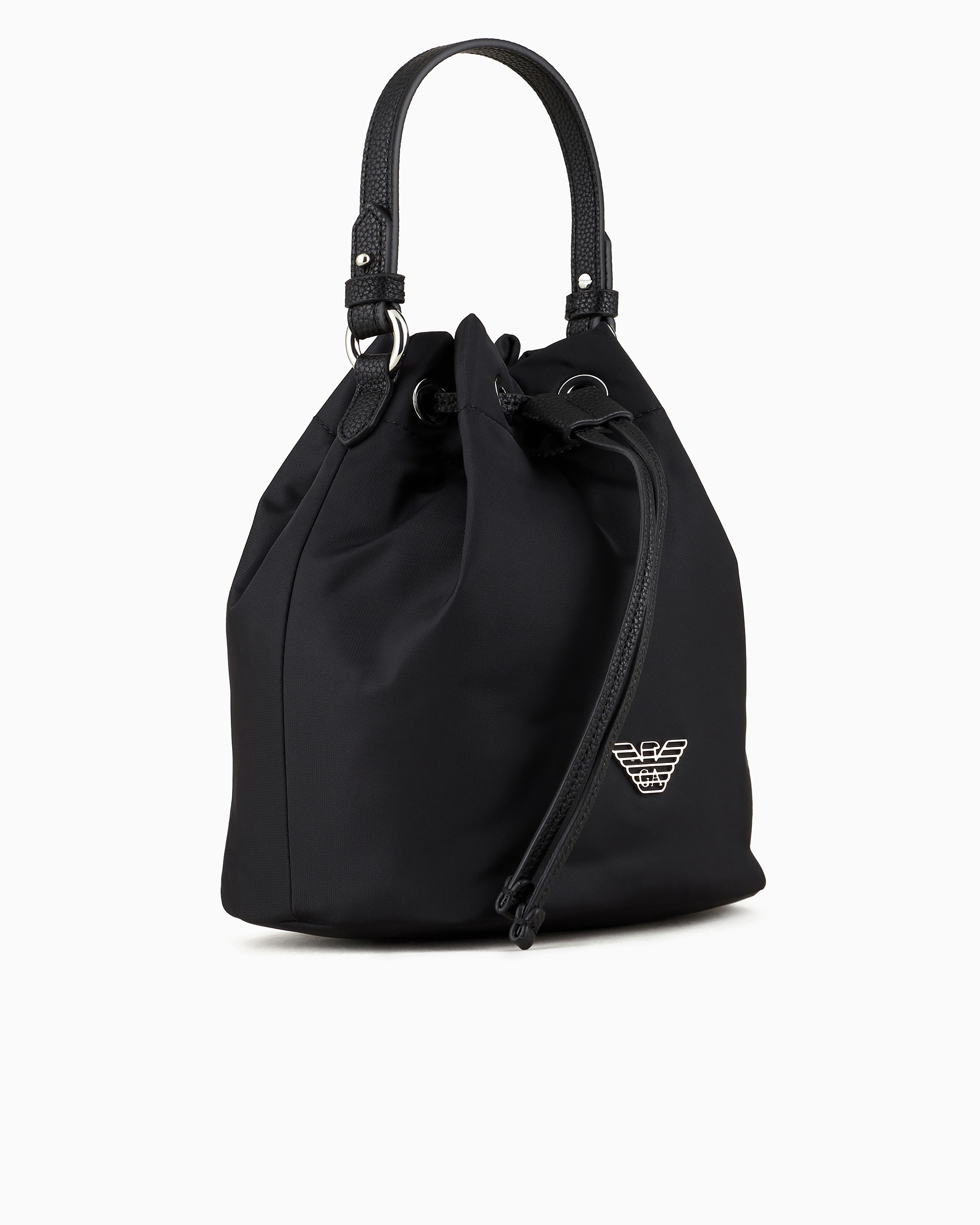 Emporio Armani Travel Essentials Recycled-nylon Bucket Bag In Black