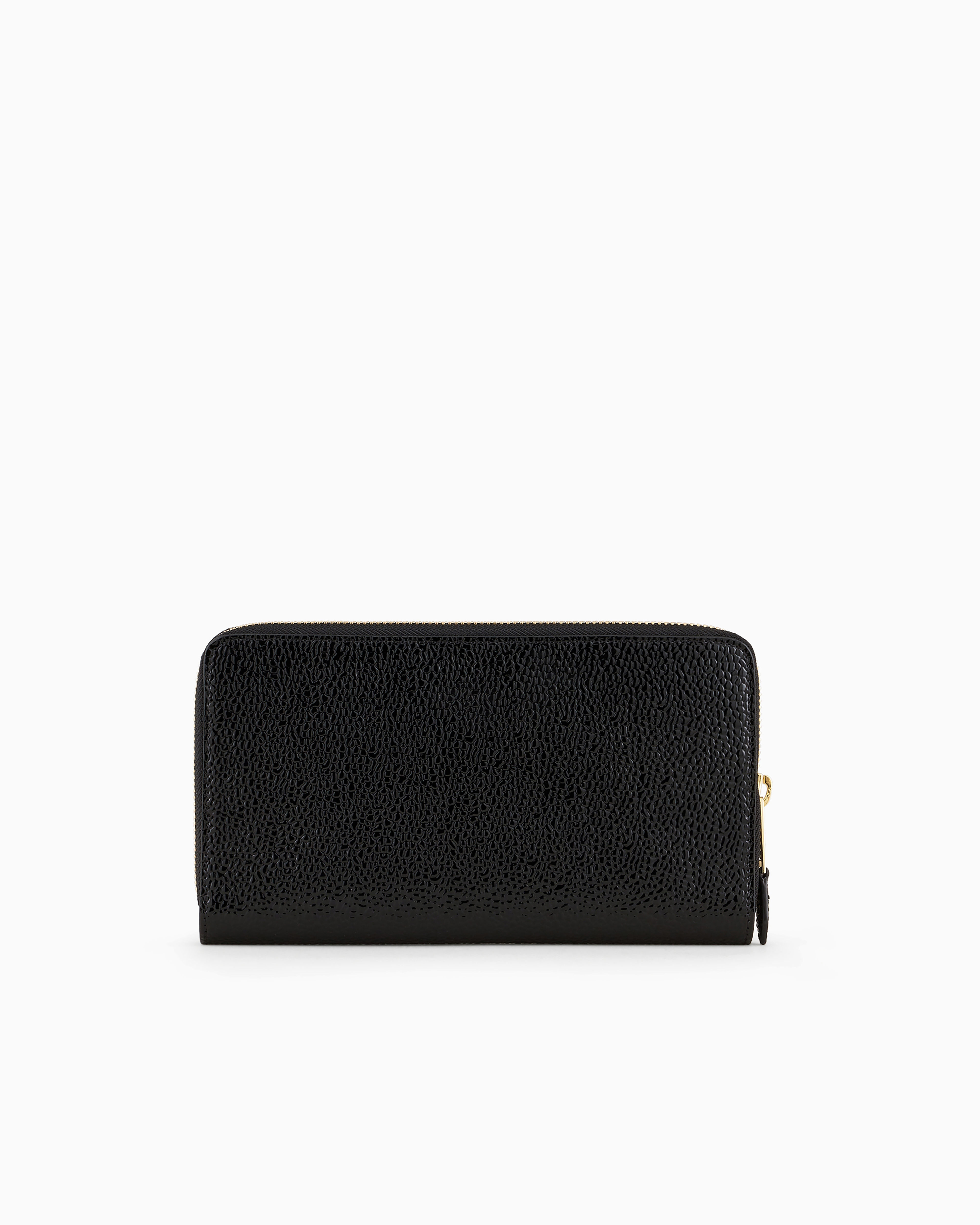 GIORGIO ARMANI LA PRIMA WRAP-AROUND ZIP WALLET IN PEBBLED PATENT LEATHER 