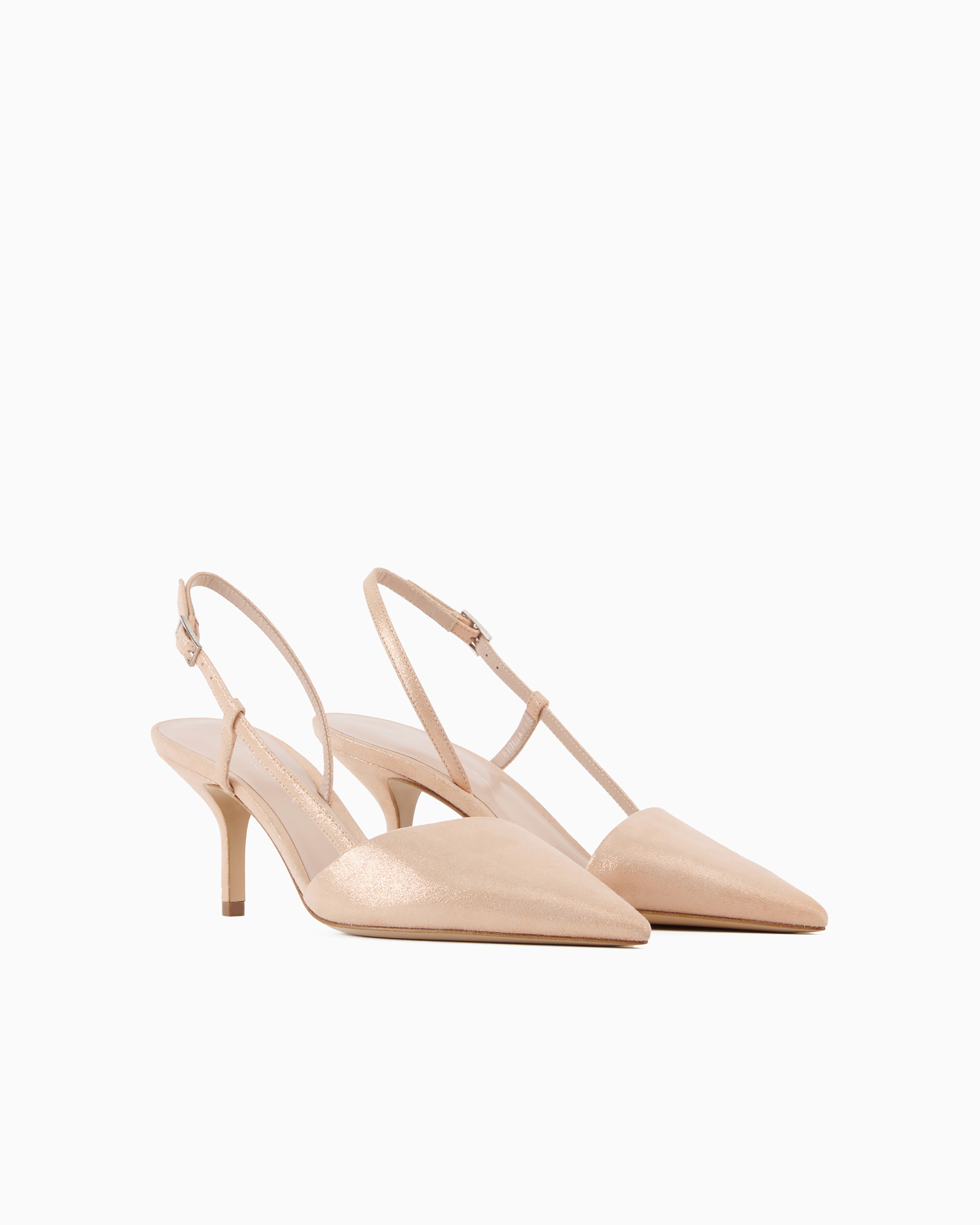 Giorgio Armani Official Store Laminated Suede Slingbacks In Powder Pink