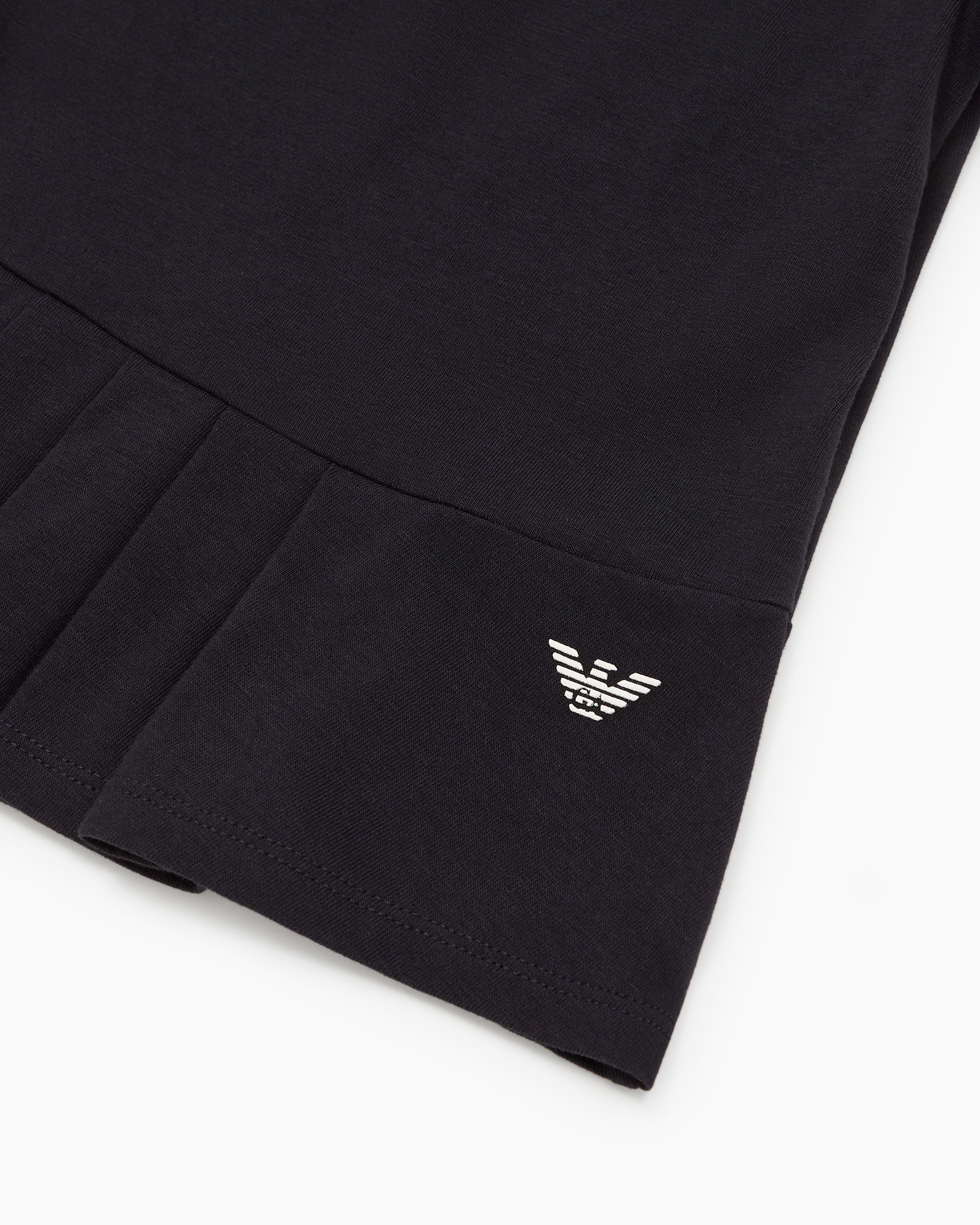 Emporio Armani Official Store Jersey Dress With Peter Pan Collar And Pleated Skirt In Navy Blue