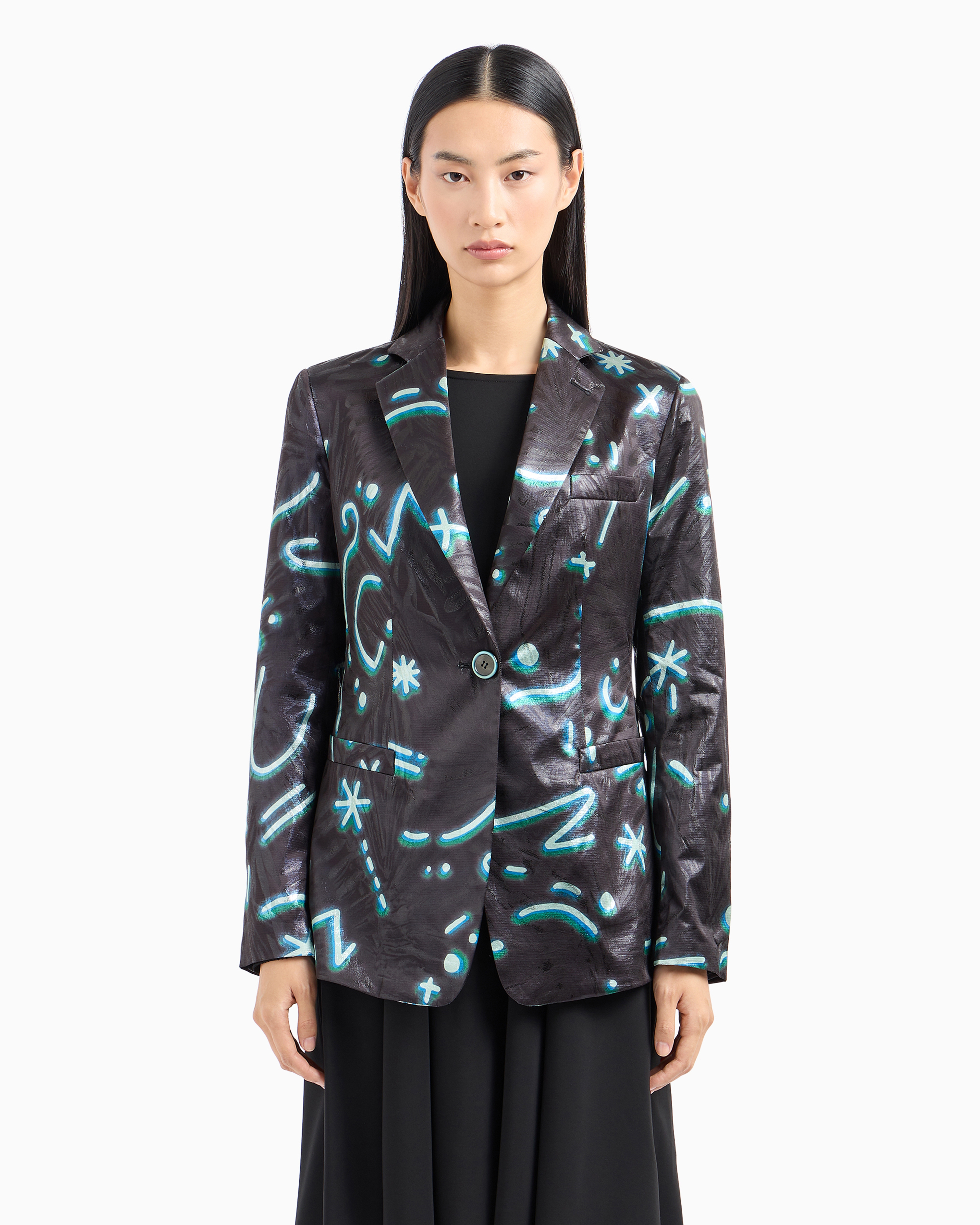Opium swarovski tailored jacketテーラード　00s Single-breasted blazer in lurex fabric with an all-over