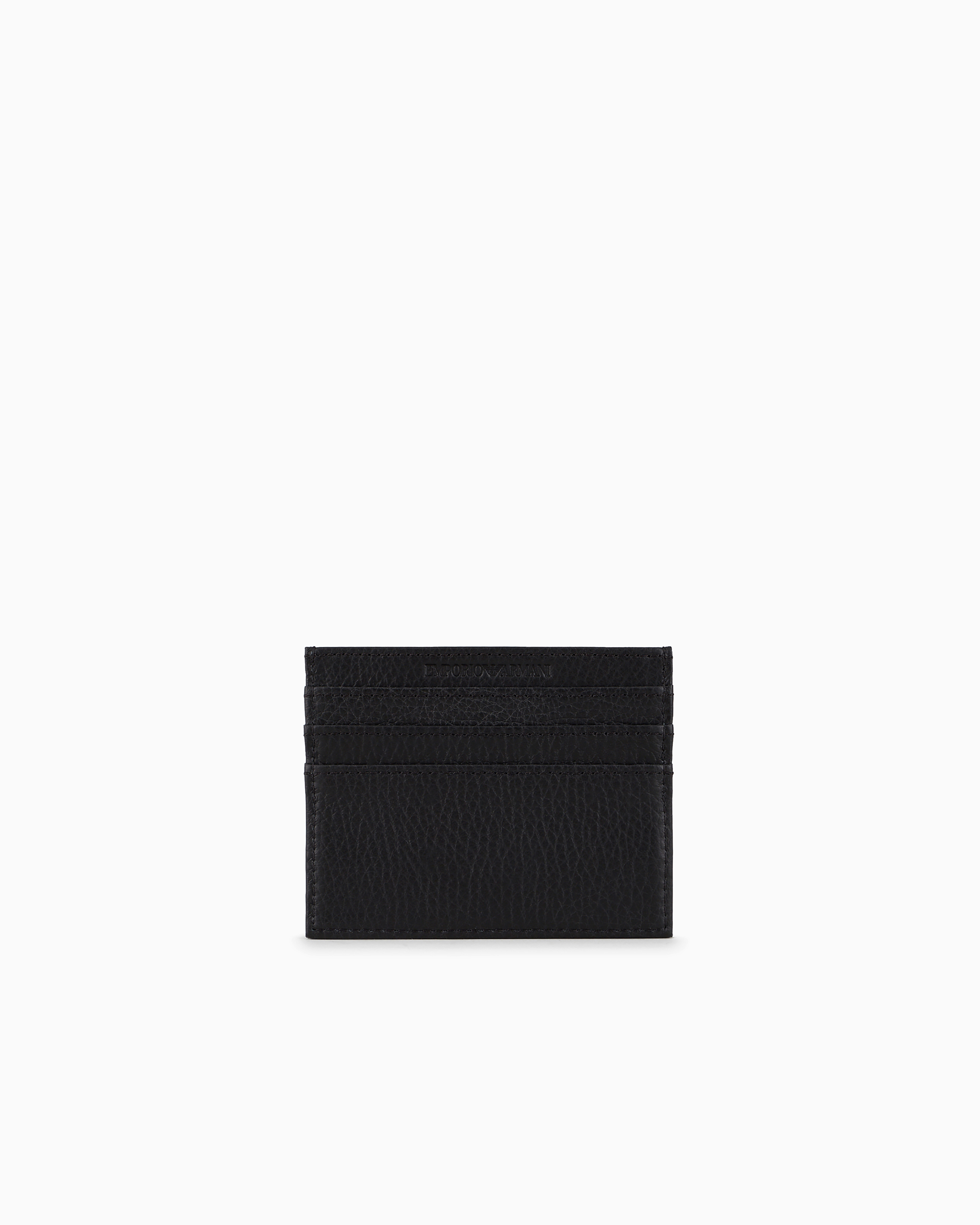 EMPORIO ARMANI TUMBLED LEATHER CARD HOLDER