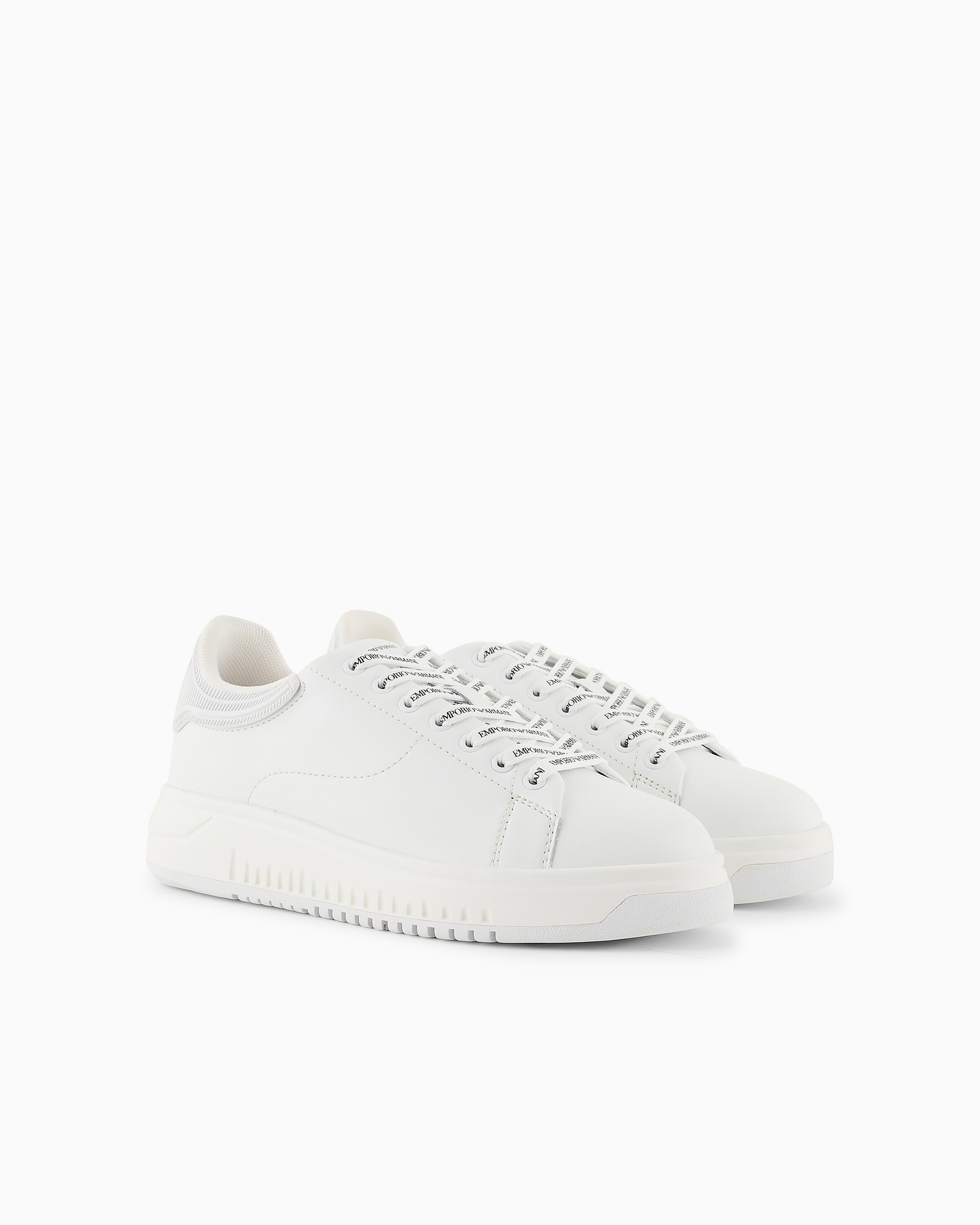Emporio Armani Leather Sneakers With Rubber Backs In White