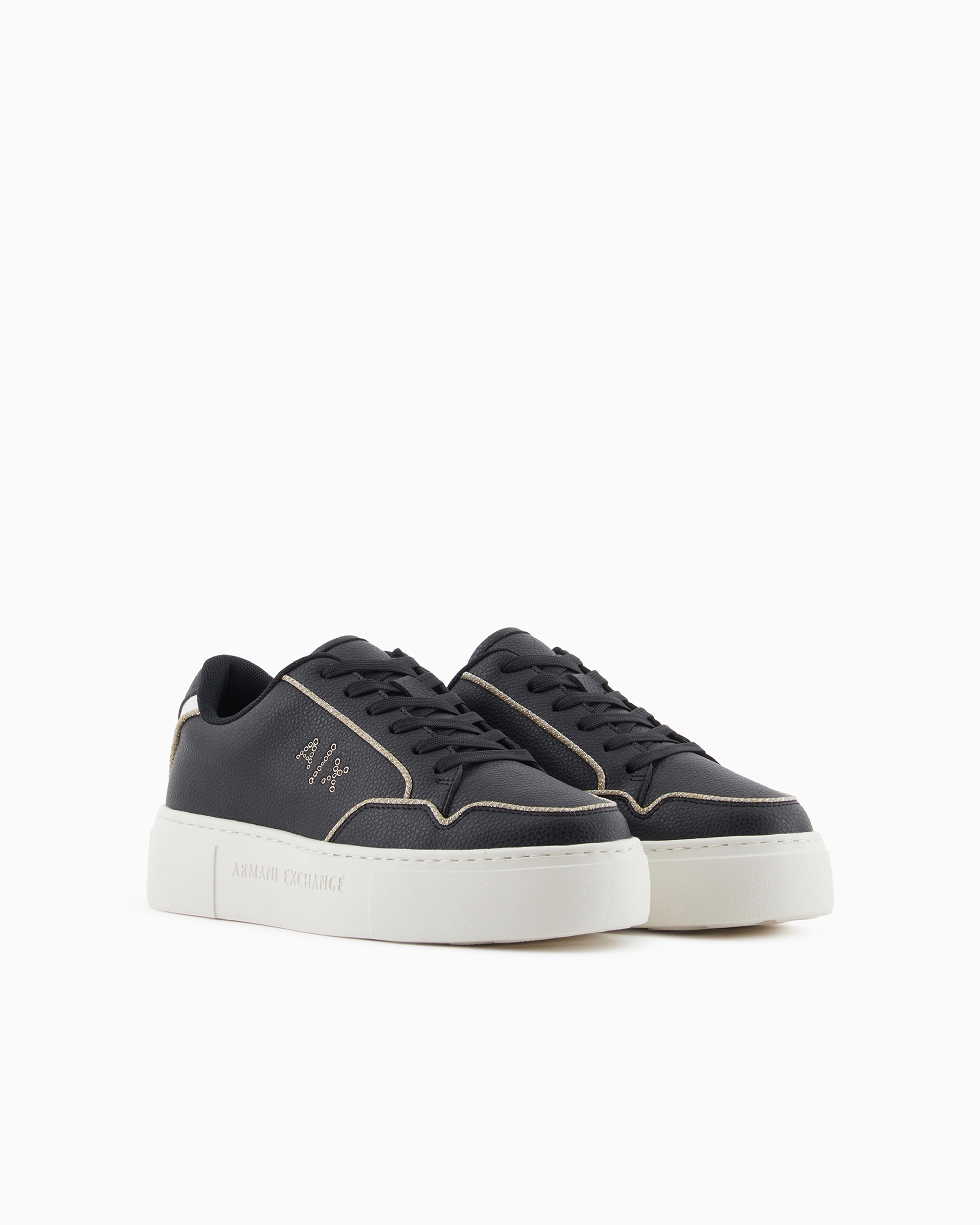 Shop Armani Exchange Sneakers With Rope Piping In Black