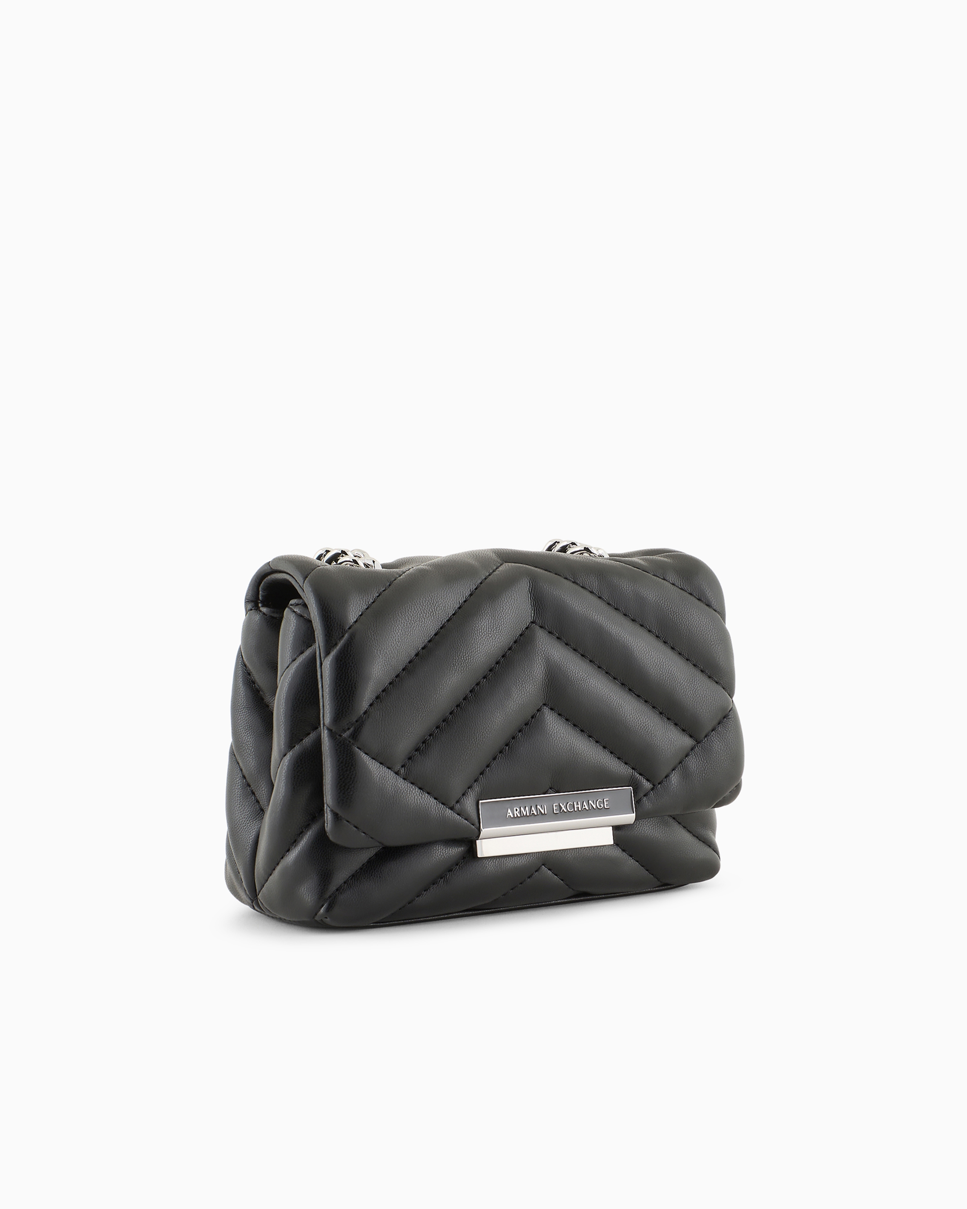 Armani Exchange Small Shoulder Bag With Quilted Workmanship In Black