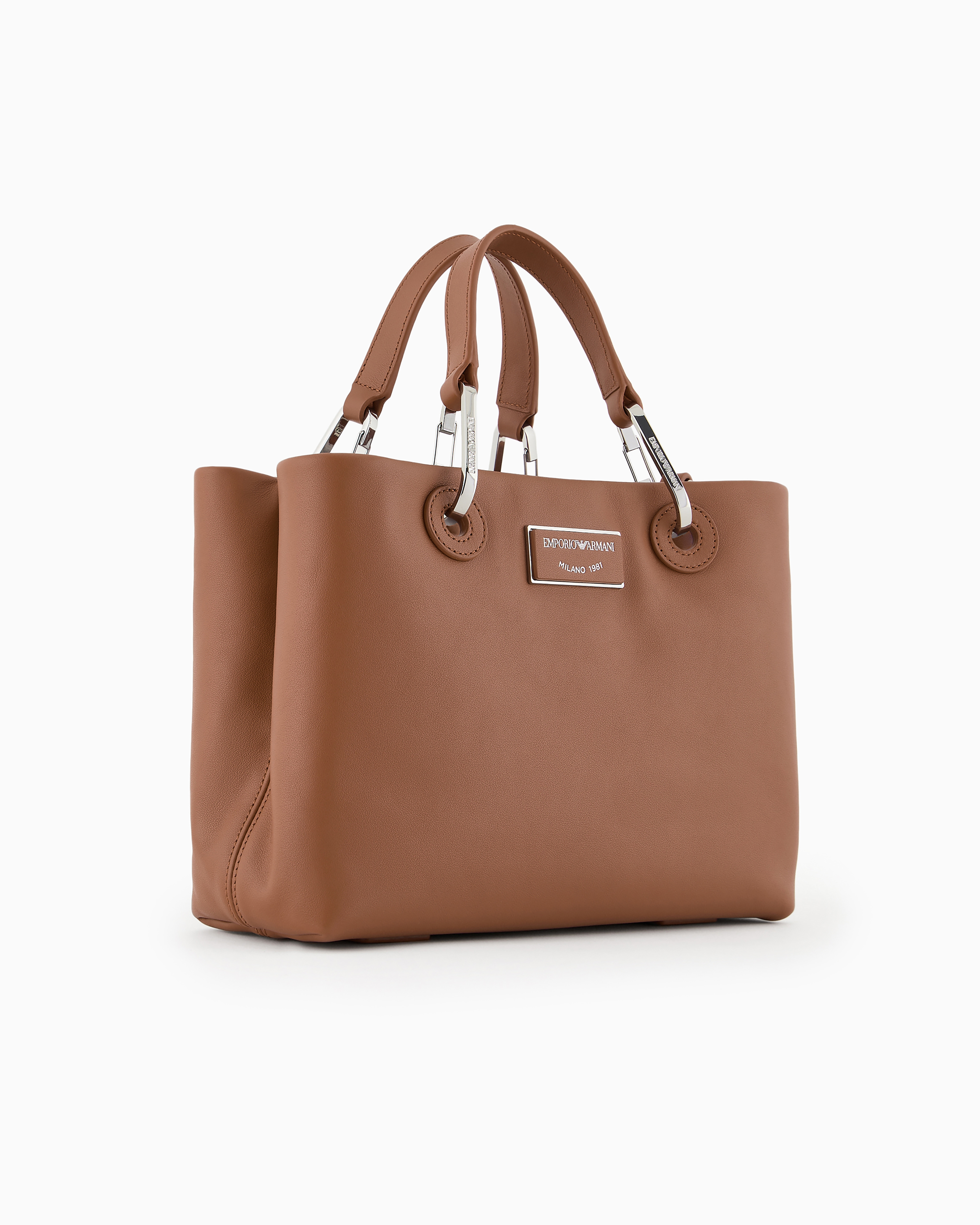 Emporio Armani Official Store Kleine Shopper Myea Bag Aus Bio-leder In Brown