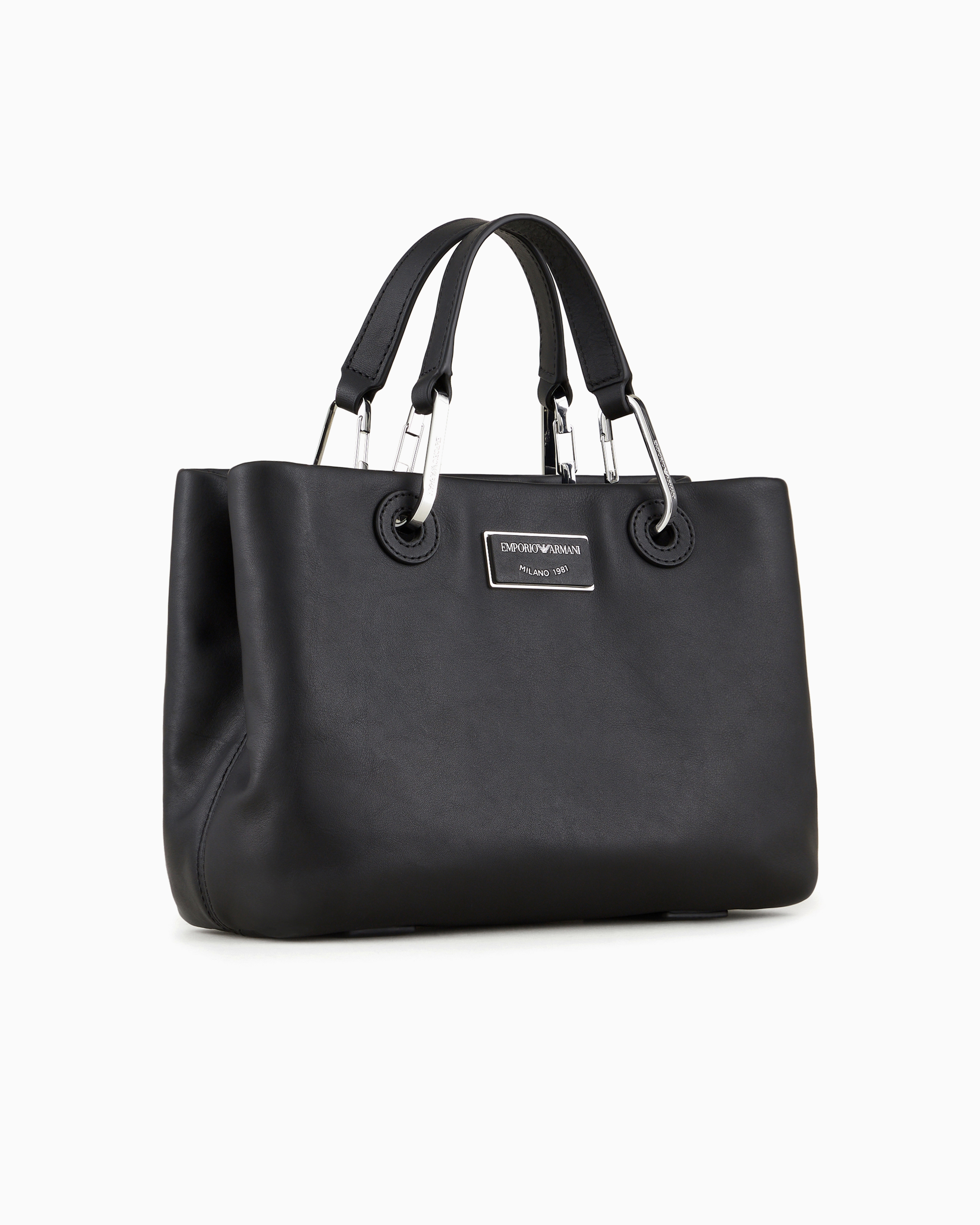 Emporio Armani Official Store Small Myea Shopper Bag In Ecological Leather In Black
