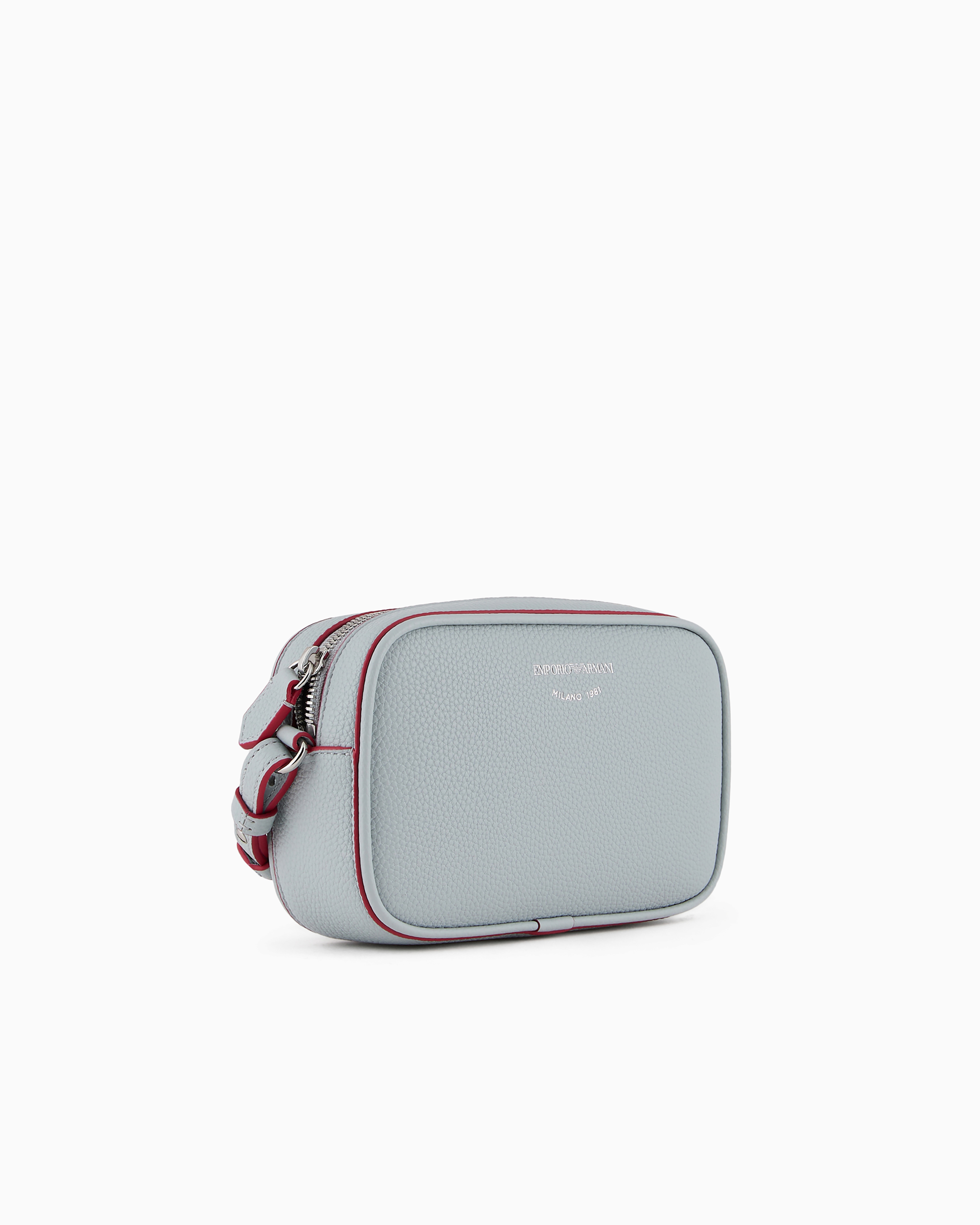 Emporio Armani Official Store Deer-print Camera Case With Shoulder Strap In Light Gray