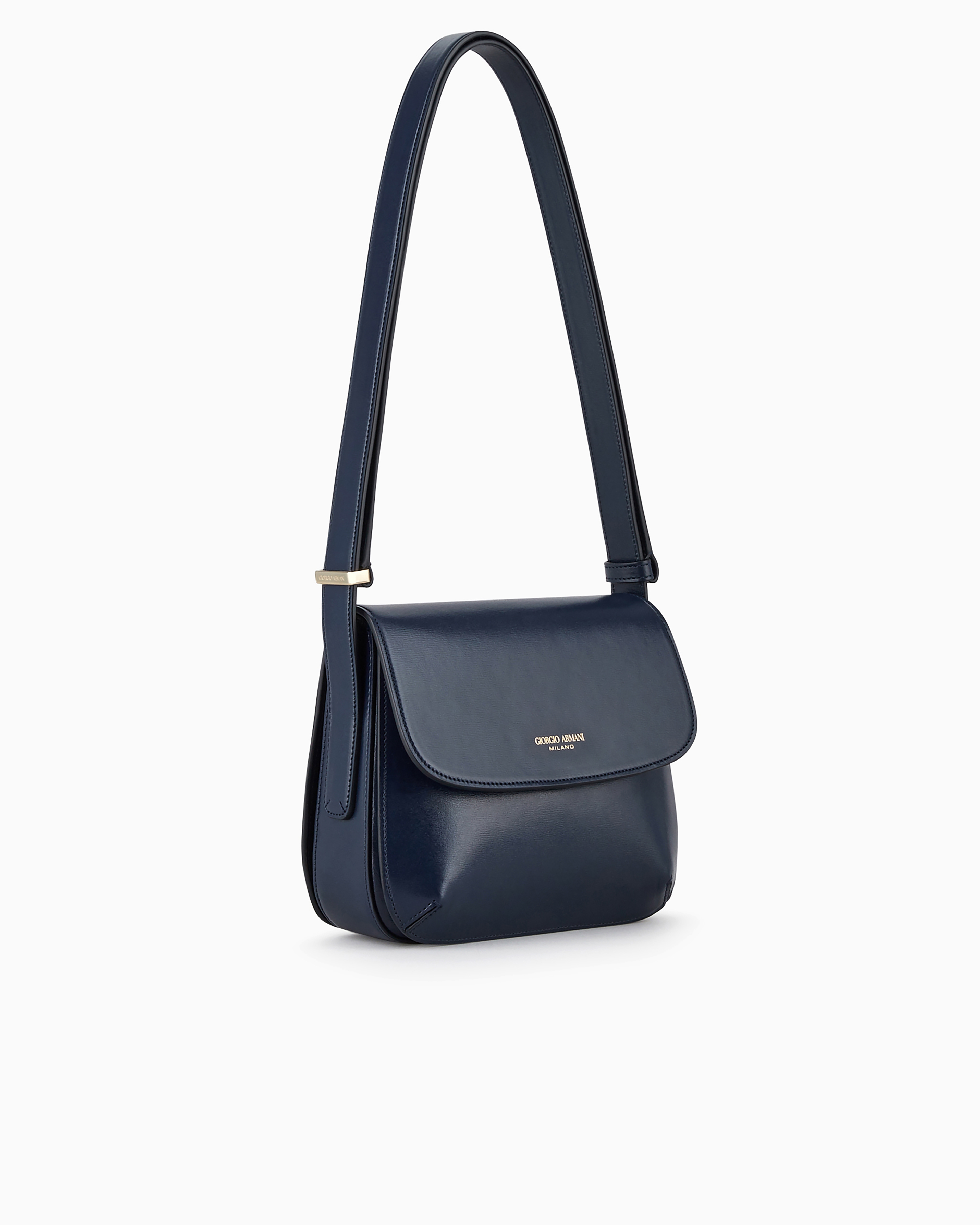 Shop Giorgio Armani Small Palmellato-leather La Prima Bag In Blue