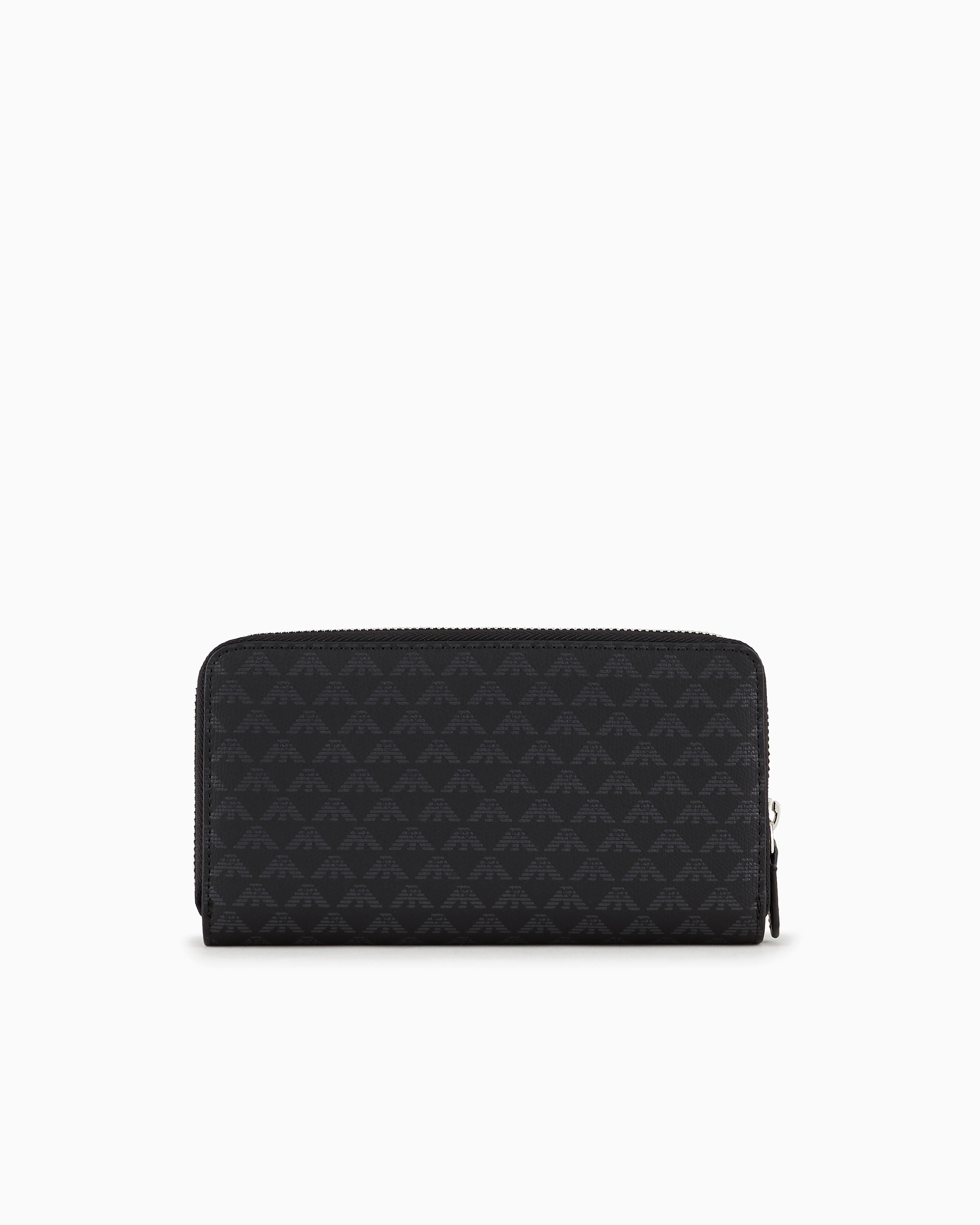 Emporio Armani Official Store All-over Eagle Wallet With Wraparound Zip In Black