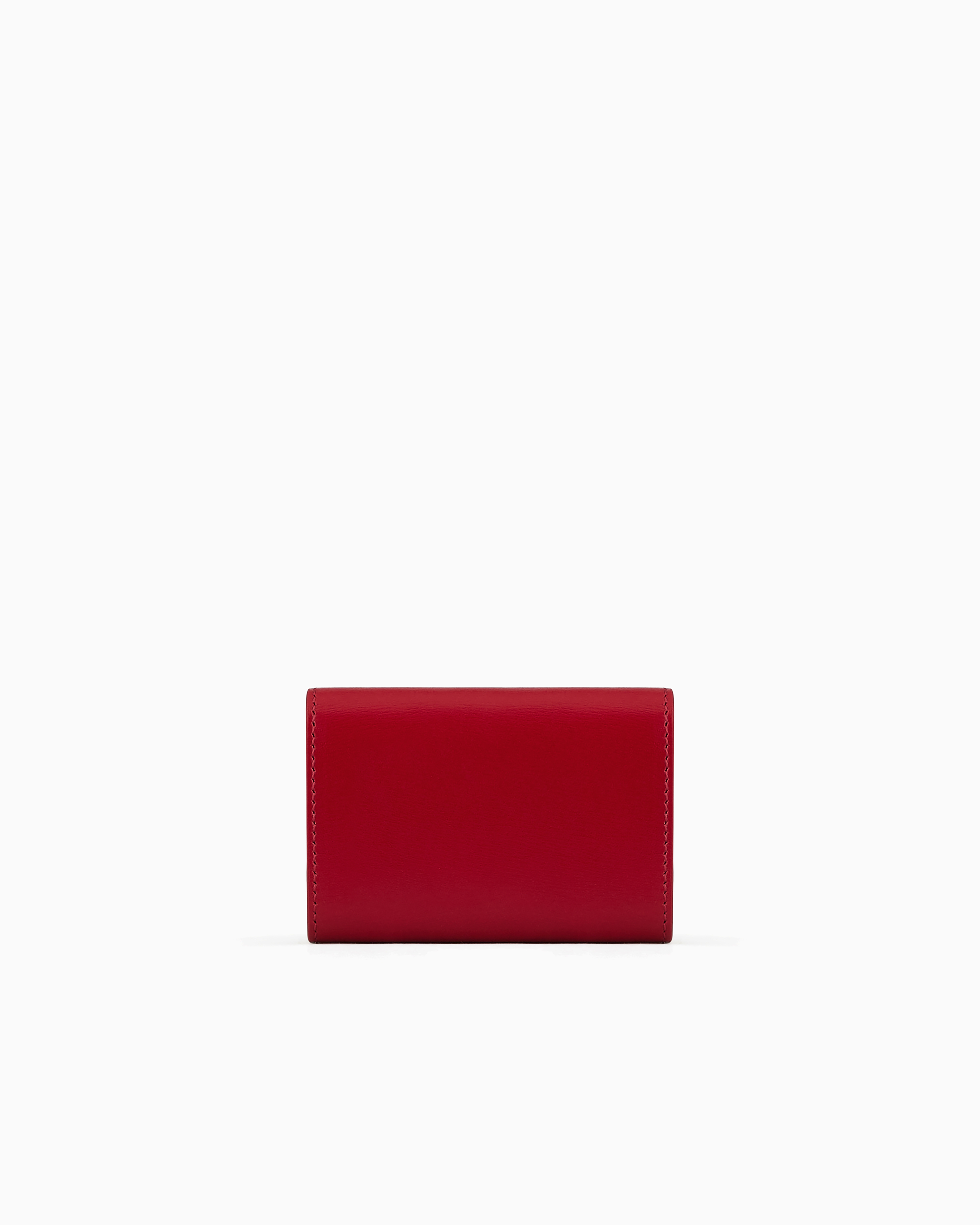 Shop Giorgio Armani Mini La Prima Trifold Wallet In Palmellato Leather In Rot