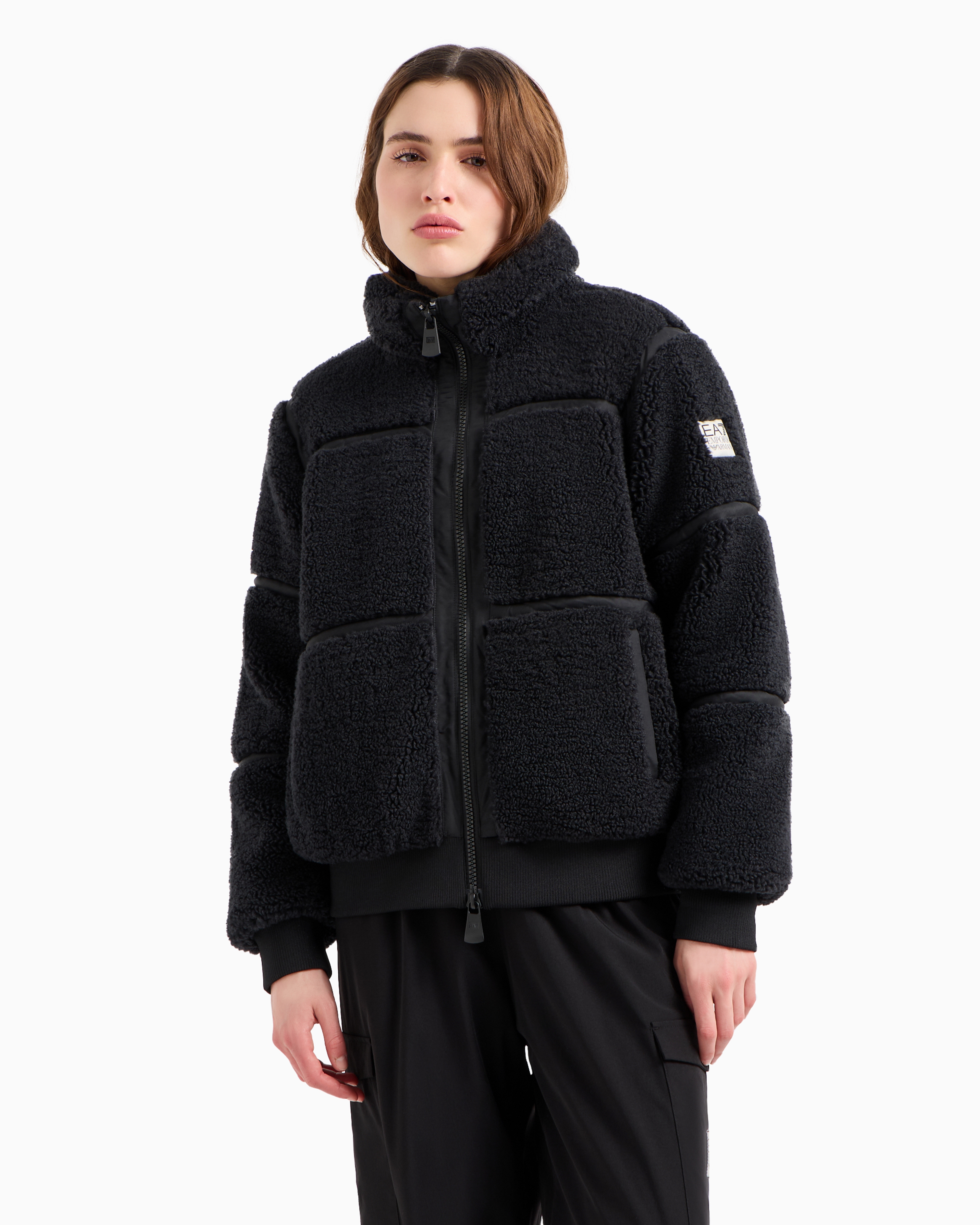 Shop Ea7 Contemporary Sport Teddy-effect Jacket In Black