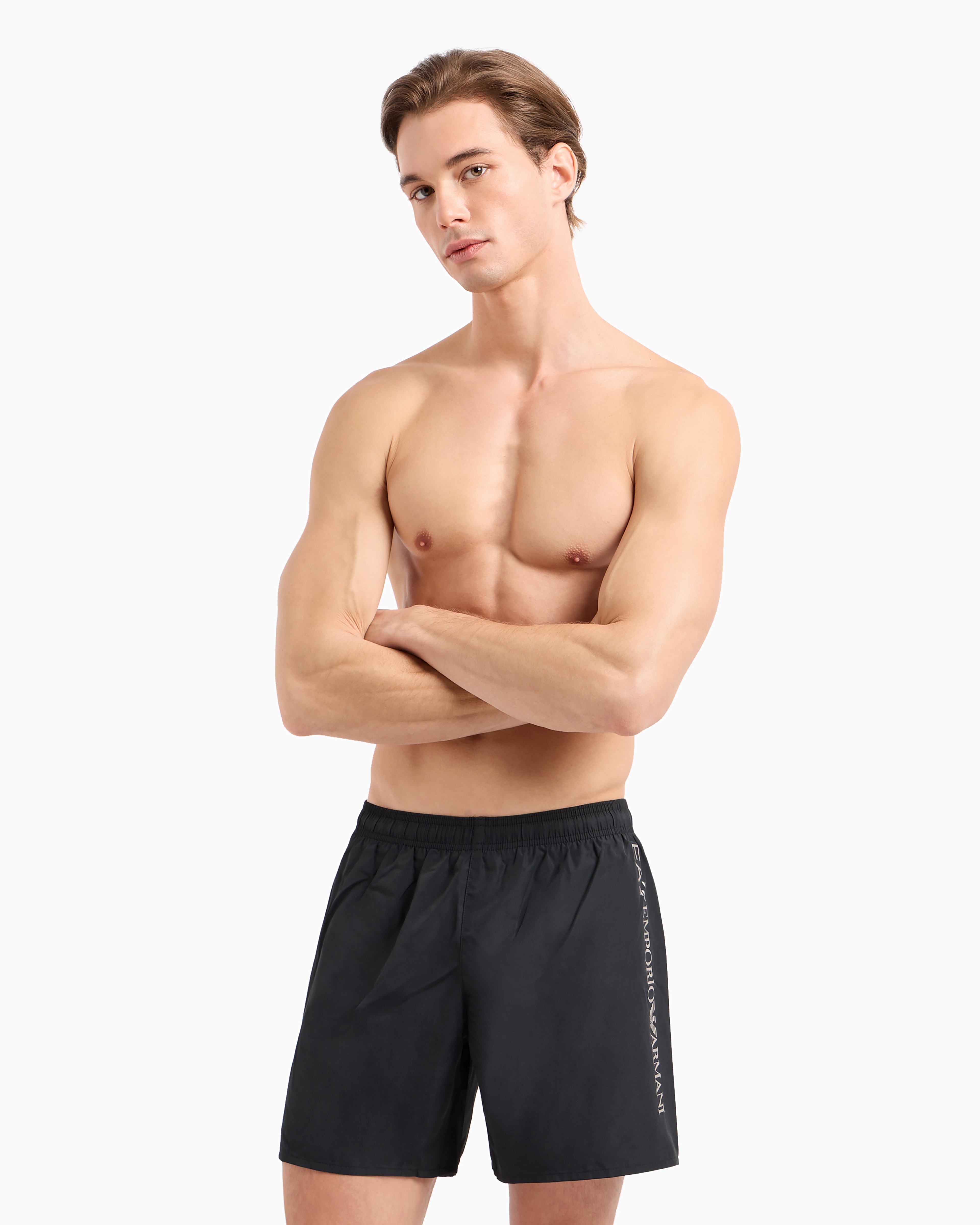 Shop Emporio Armani Swim Trunks With Logo In Black