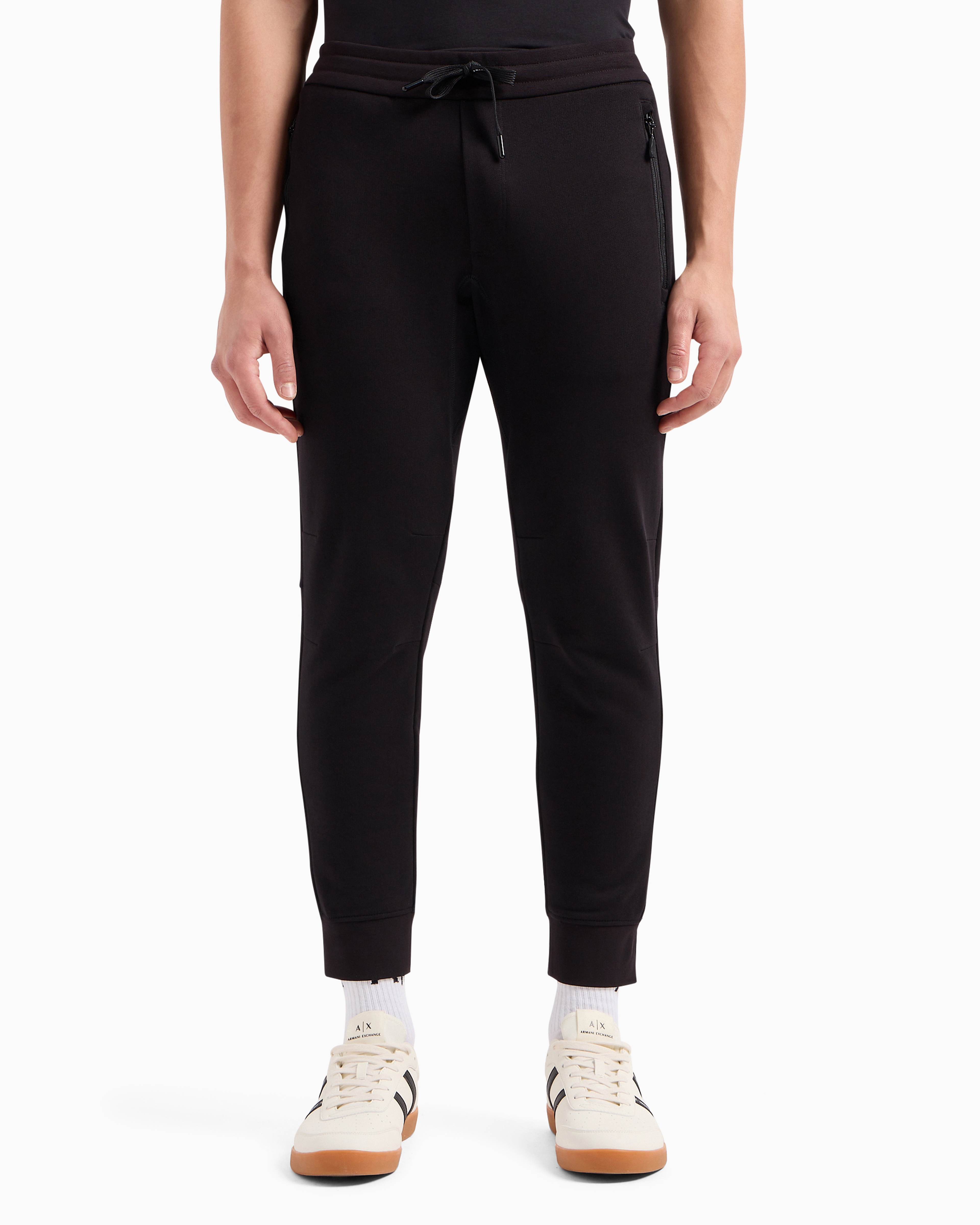 Armani Exchange Soft Yarn Jogger Pants With Logo In Black
