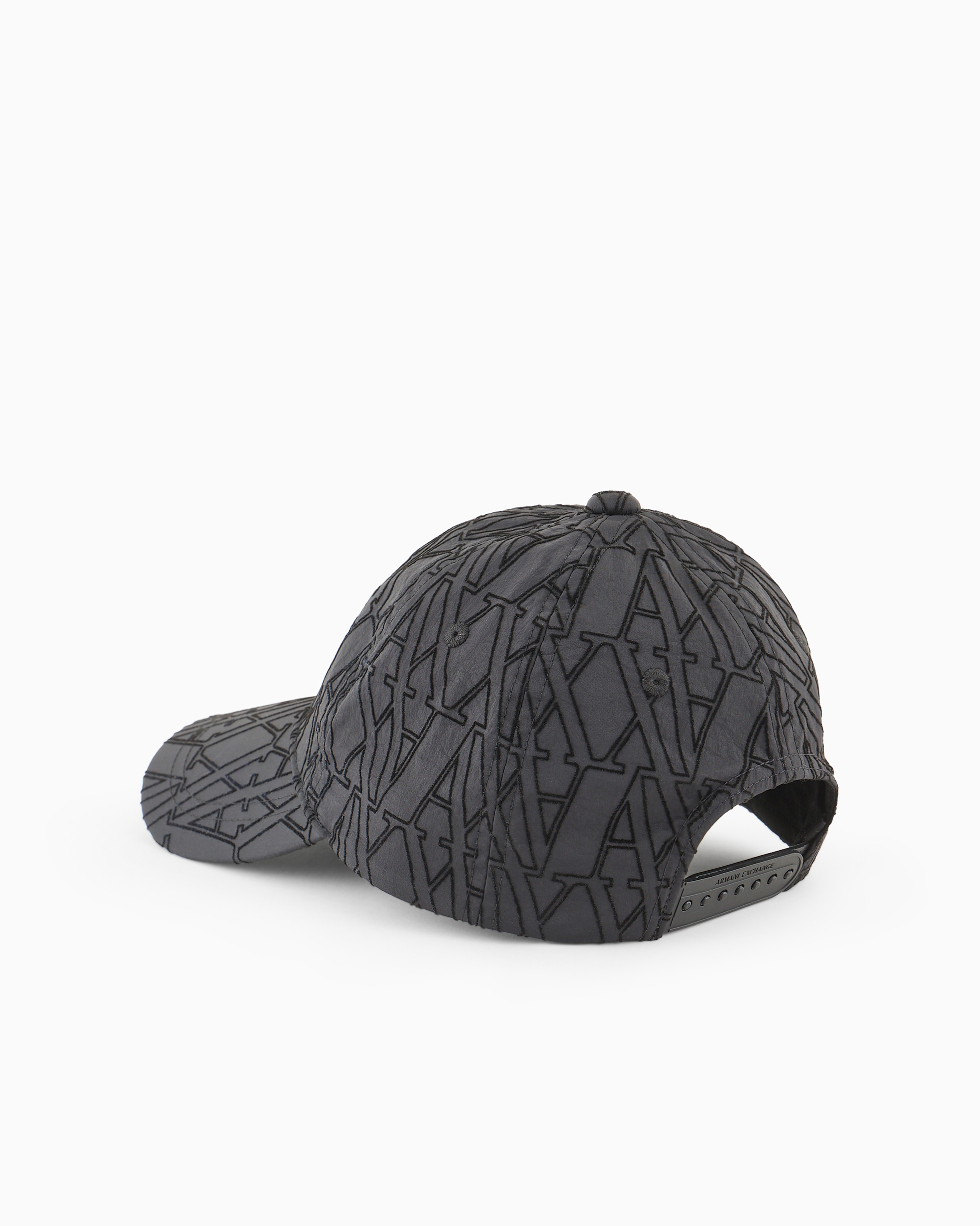 Shop Armani Exchange Visor Cap With Allover Logo In Black