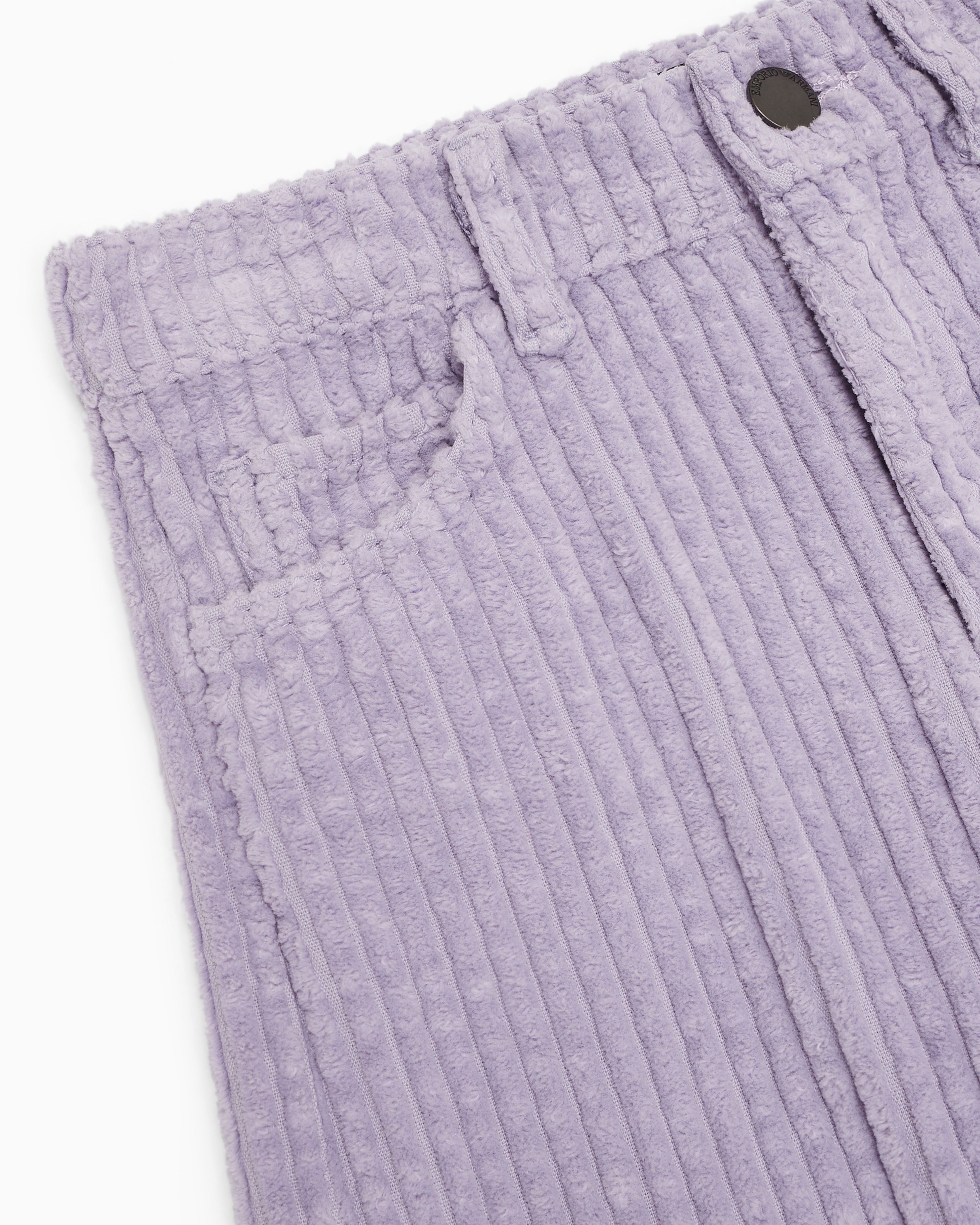 Shop Emporio Armani J28 Five-pocket Trousers In Soft, Ribbed Fabric In Purple