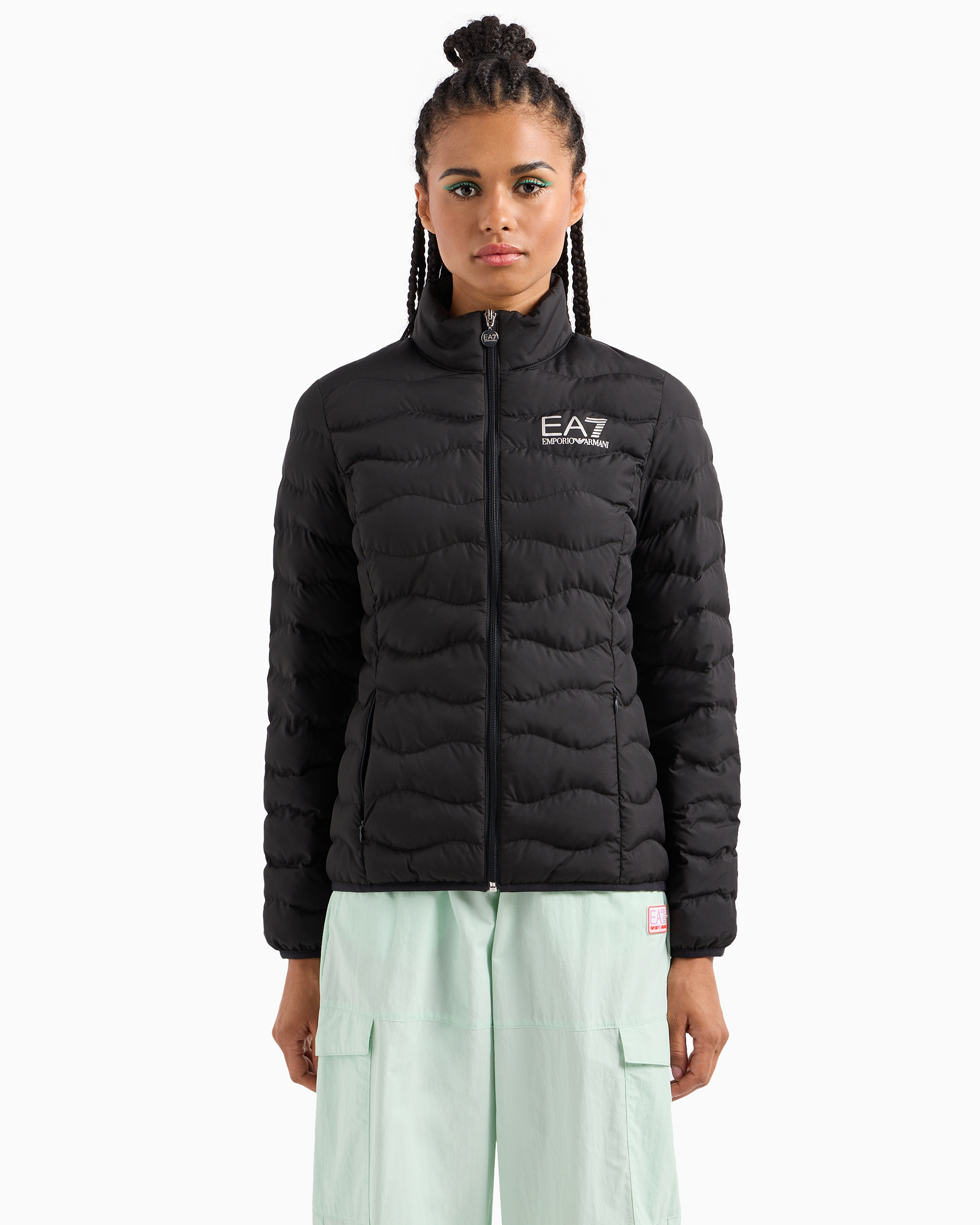 Emporio Armani Core Lady Packable Puffer Jacket With Zip In Black