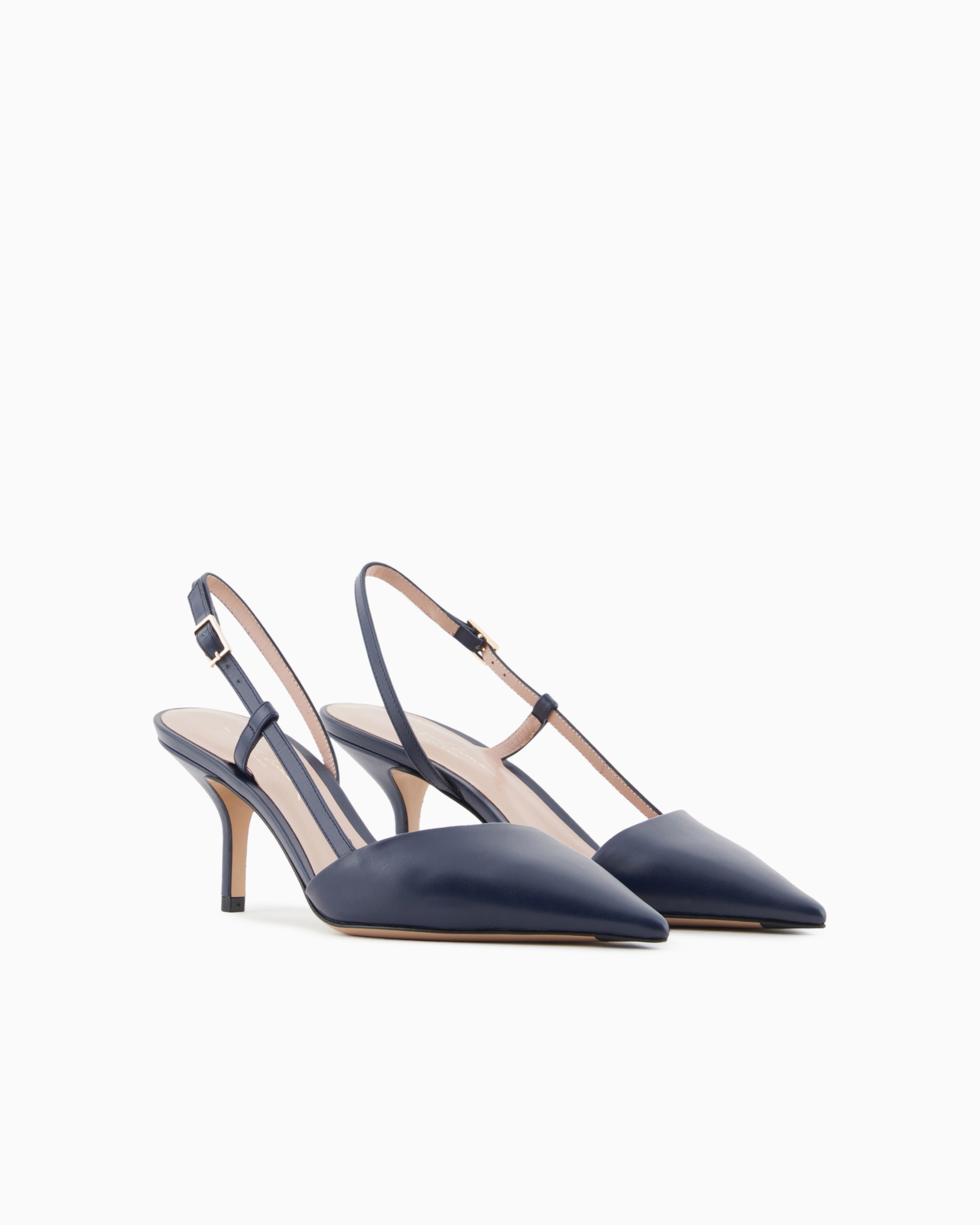 Giorgio Armani Official Store Nappa-leather Slingbacks In Notte